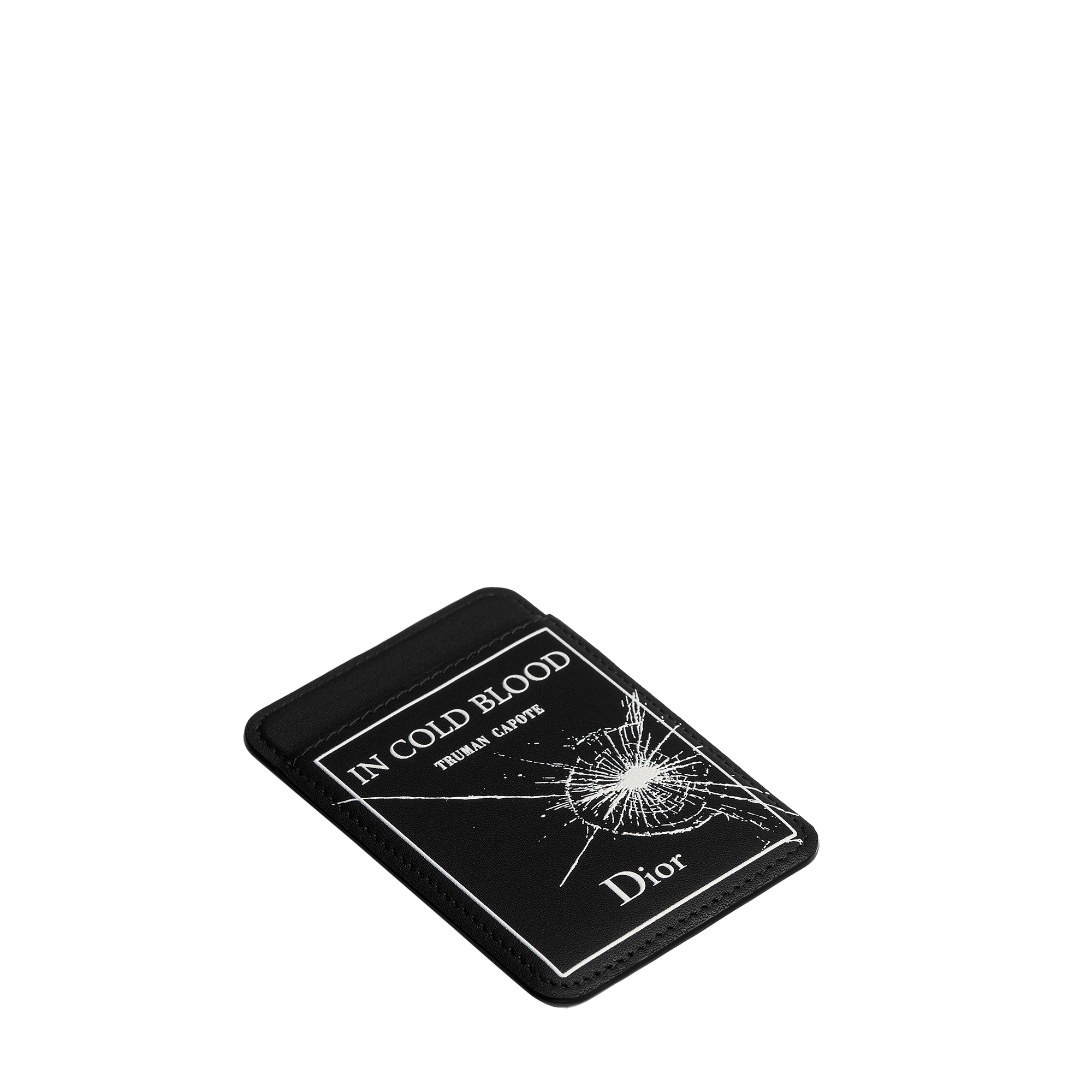 Magnetic Card Holder Black and White Book Cover Embossed Calfskin E03