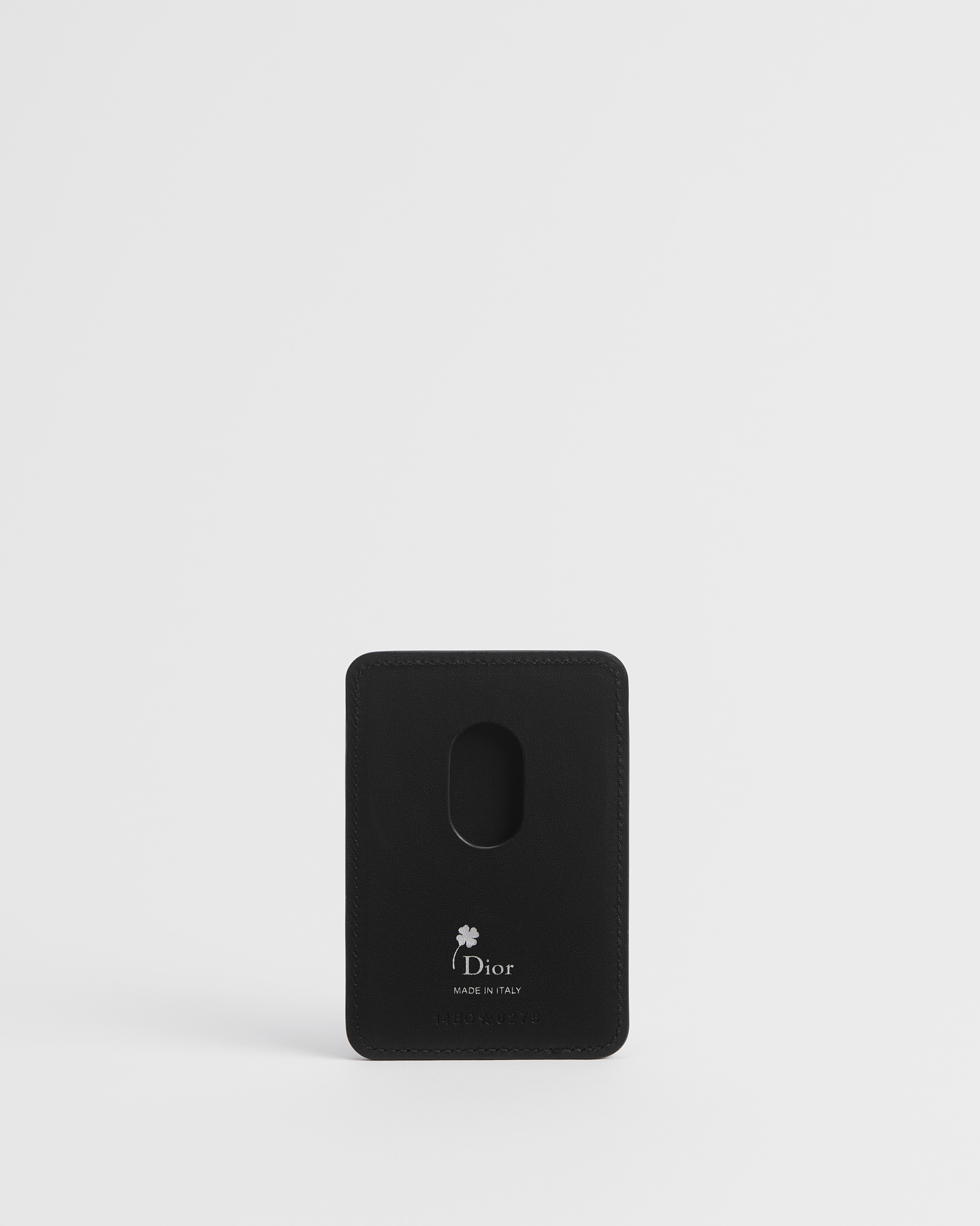 Magnetic Card Holder Black and White Book Cover Embossed Calfskin E08