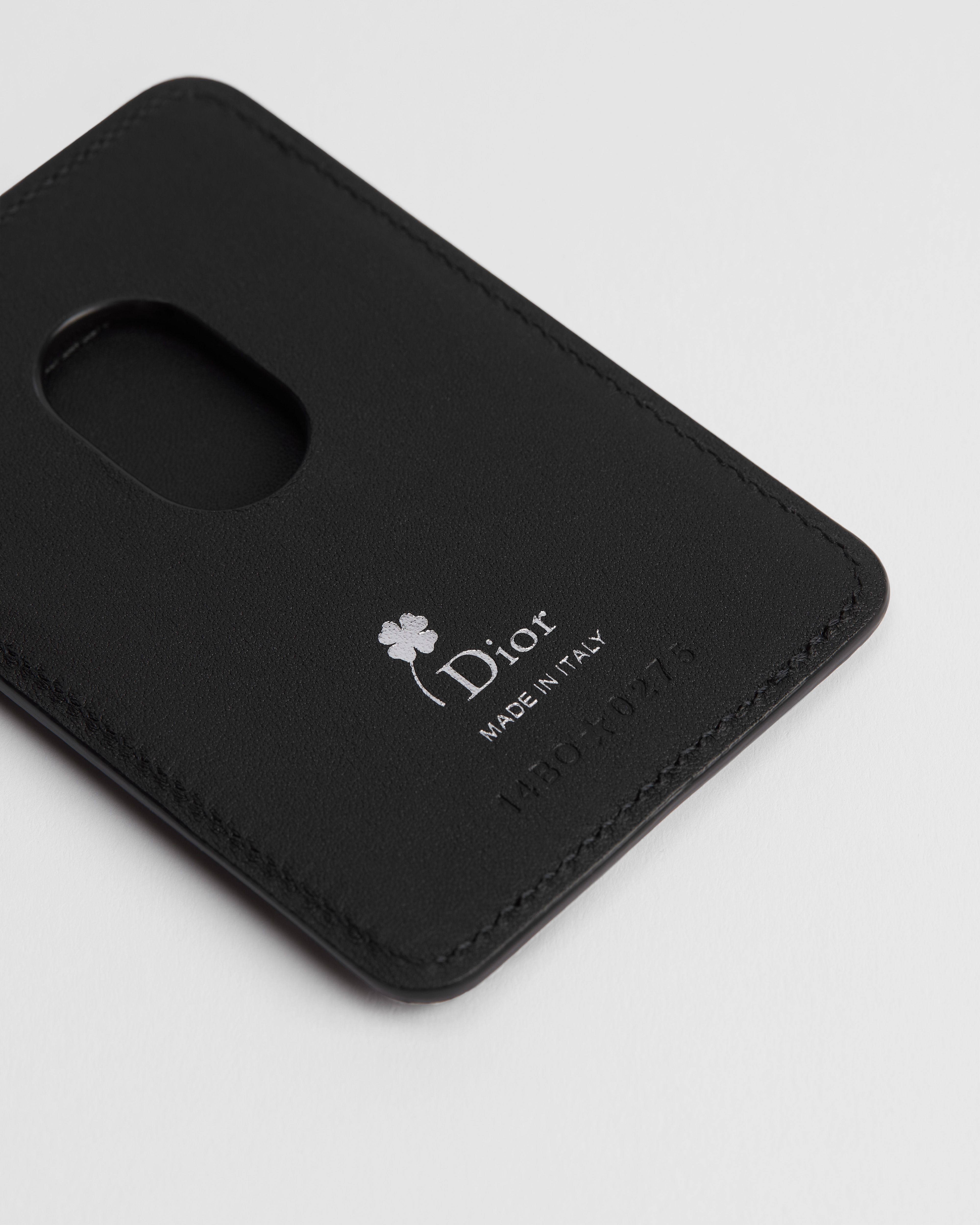 Magnetic Card Holder Black and White Book Cover Embossed Calfskin E09