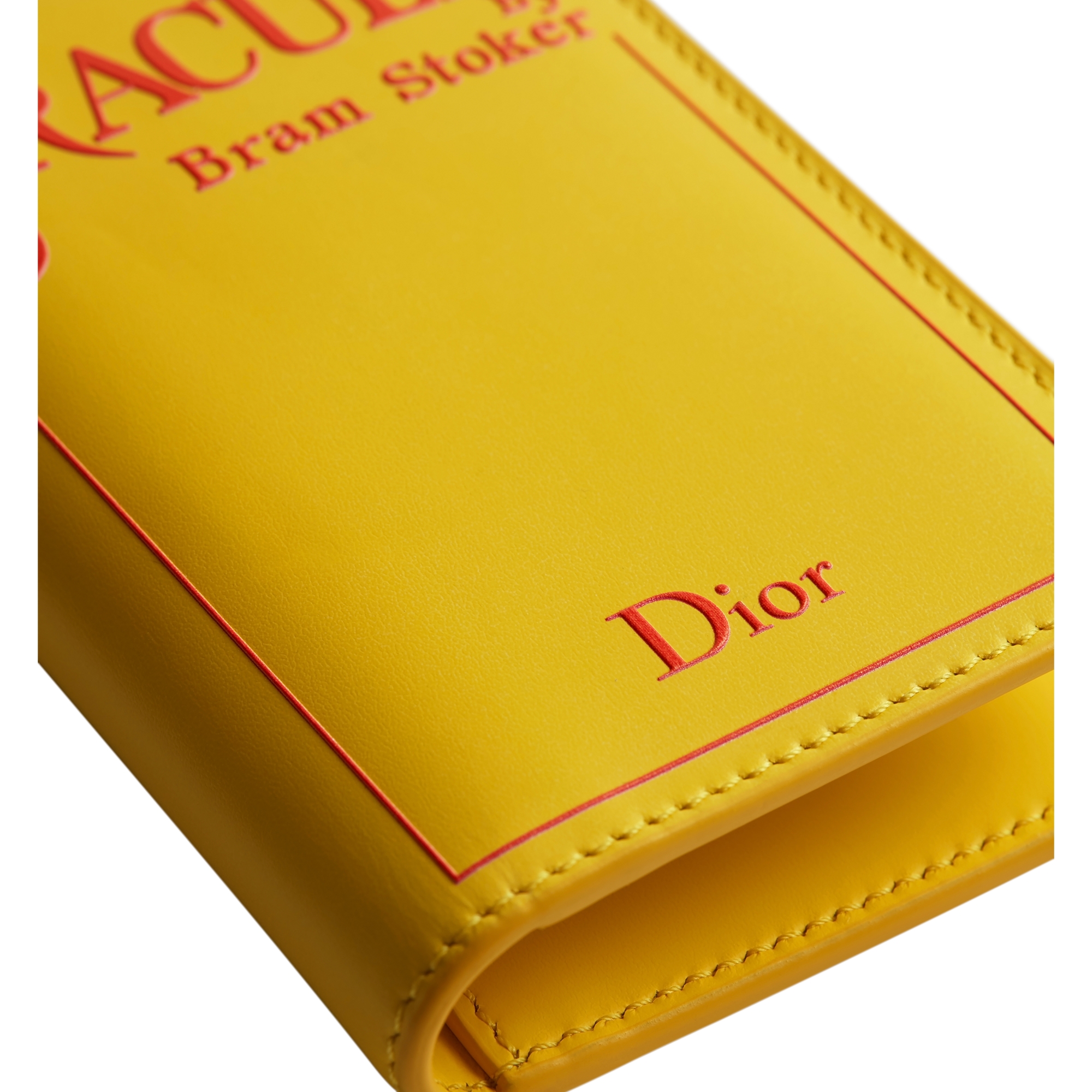 Bifold Card Holder Yellow and Red Book Cover Embossed Calfskin E09