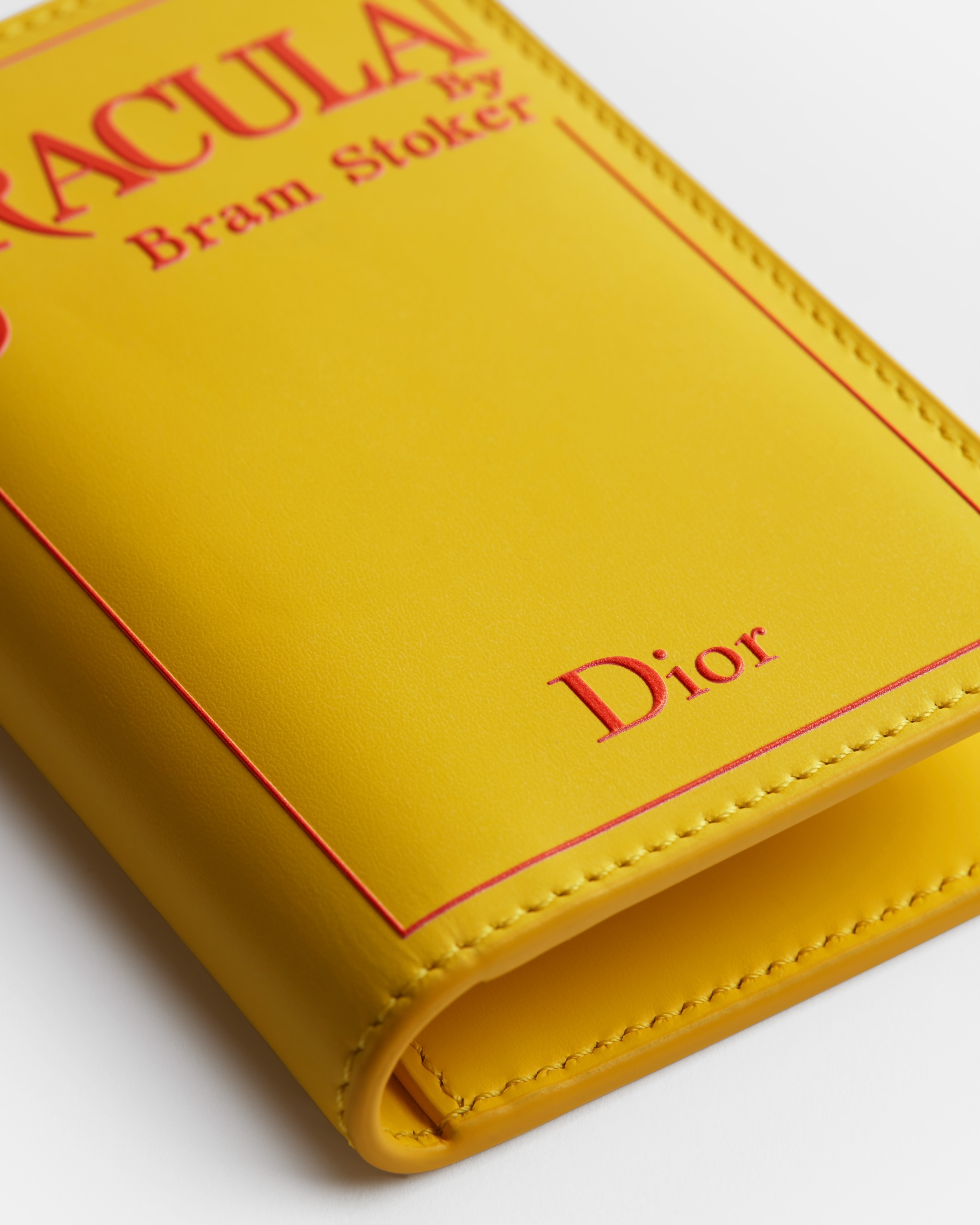 對折卡夾 黃色和紅色 Book Cover 壓印小牛皮 E09