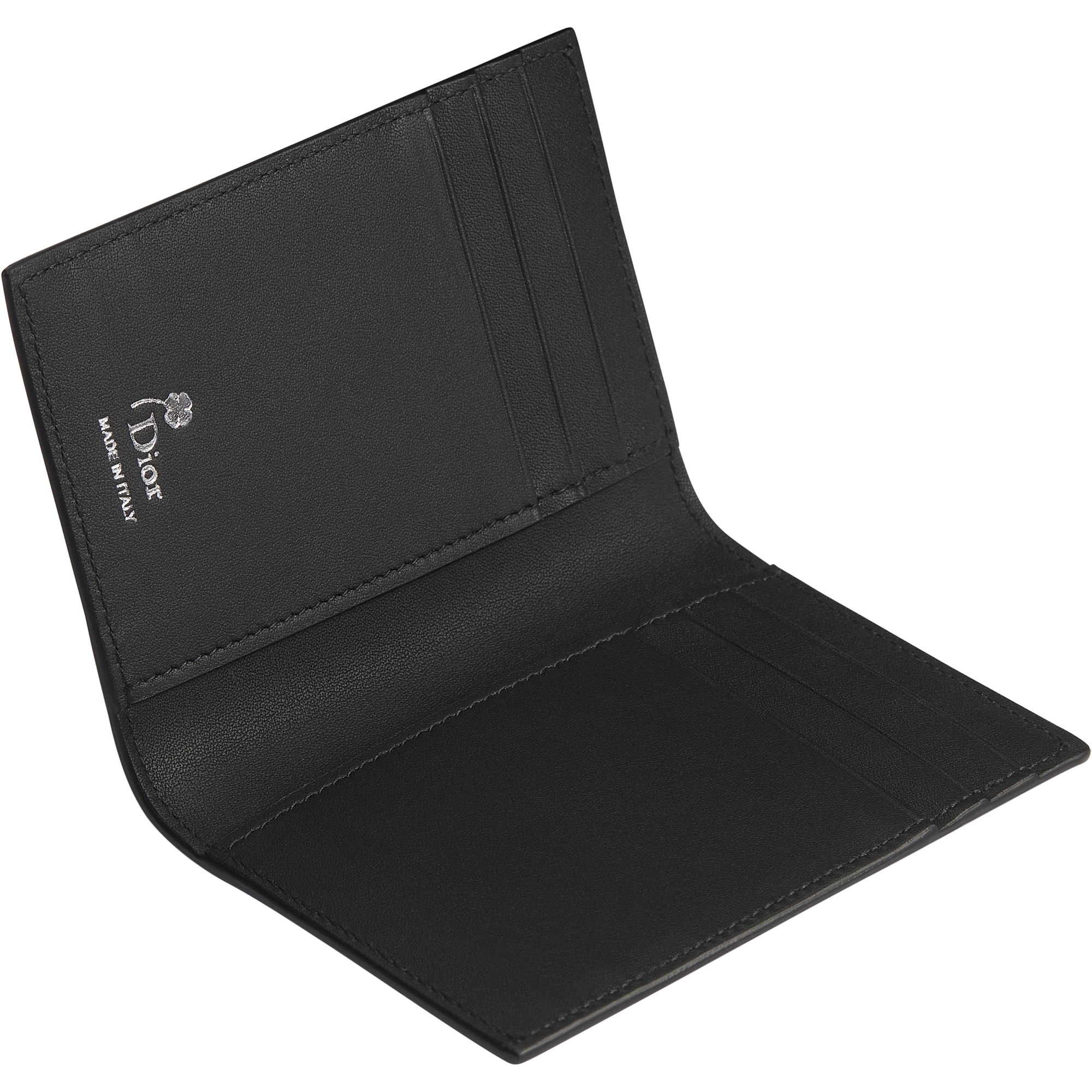 Bifold Card Holder Black and White Book Cover Embossed Calfskin E07