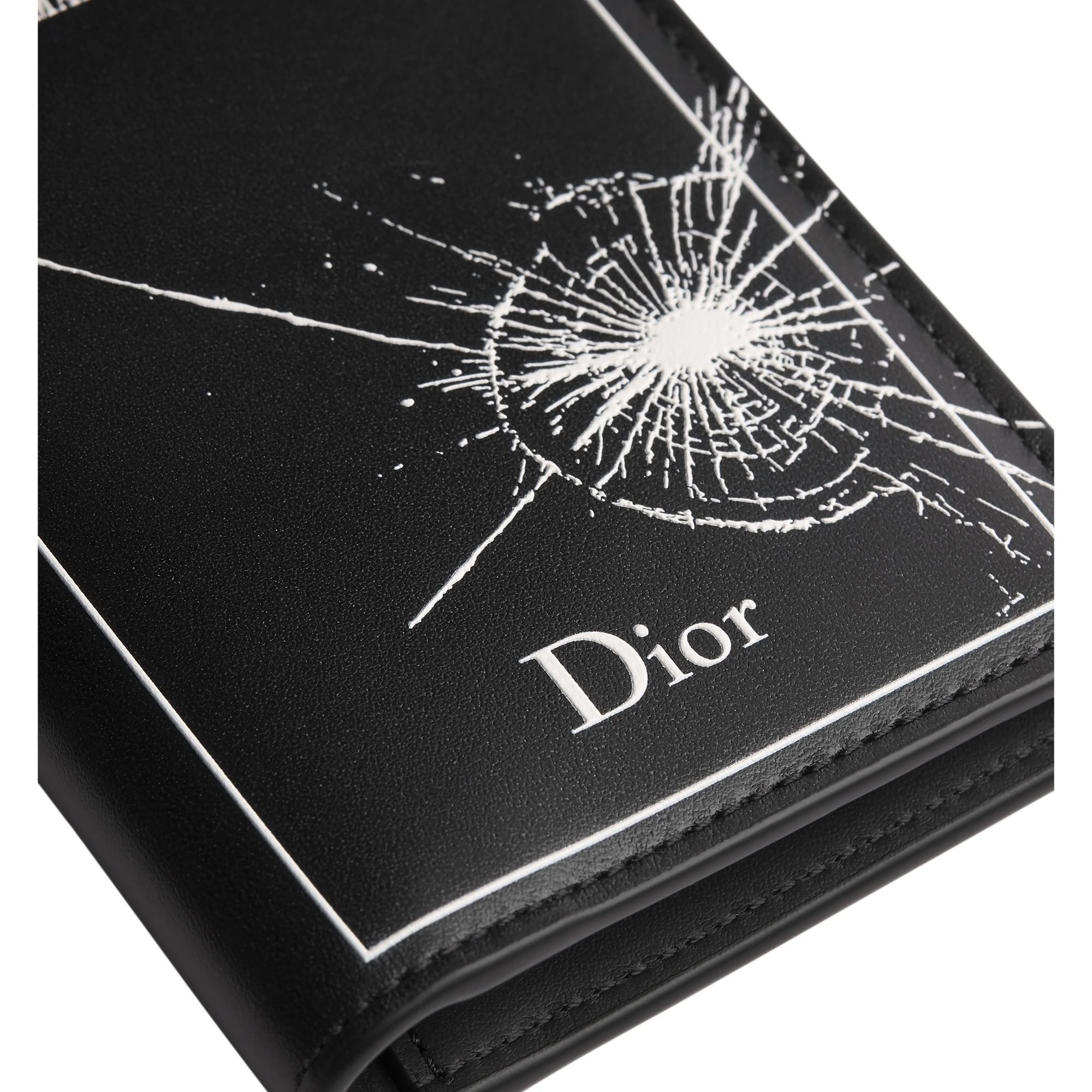 Bifold Card Holder Black and White Book Cover Embossed Calfskin E09