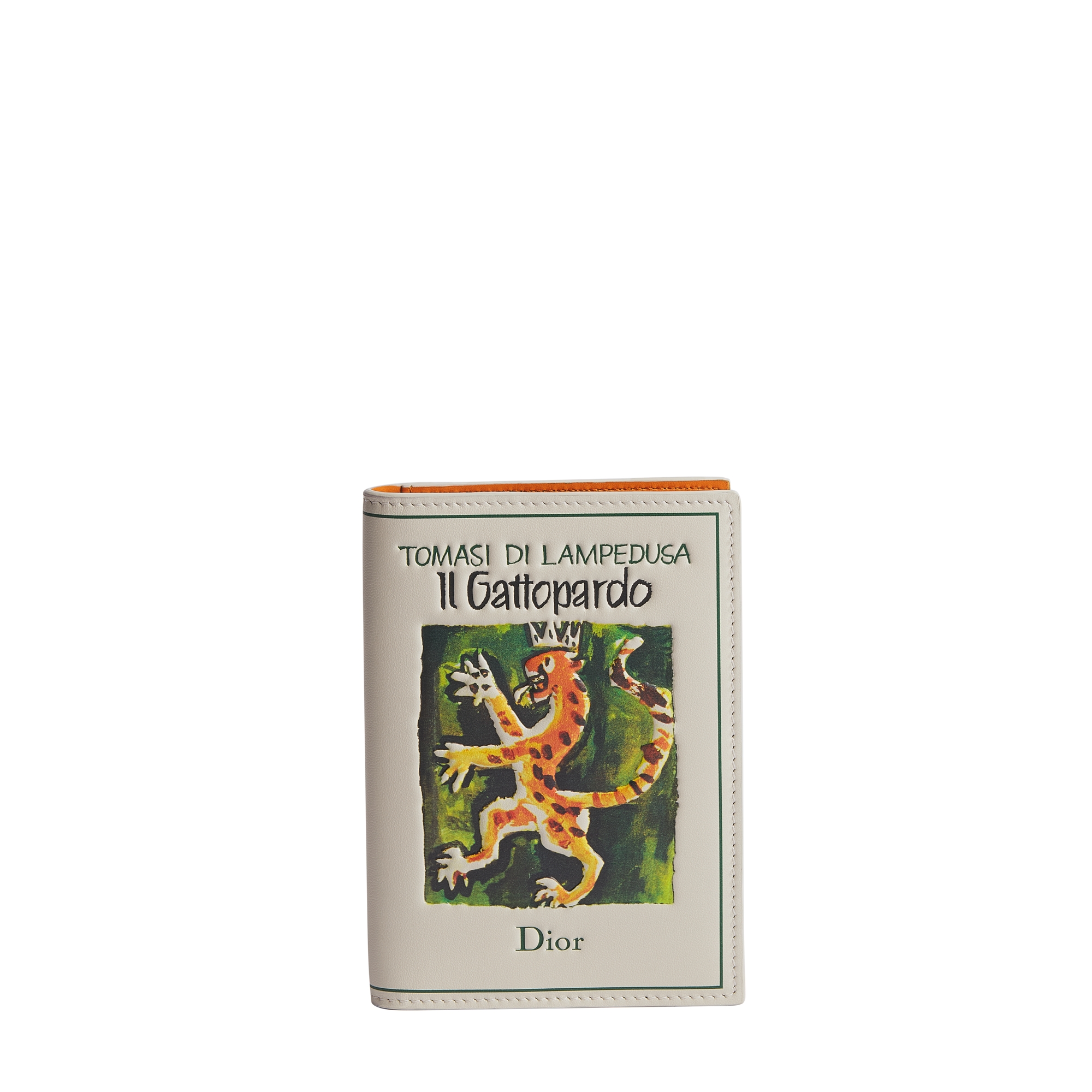 Passport Cover Beige Calfskin with Multicolor Embossed Book Cover