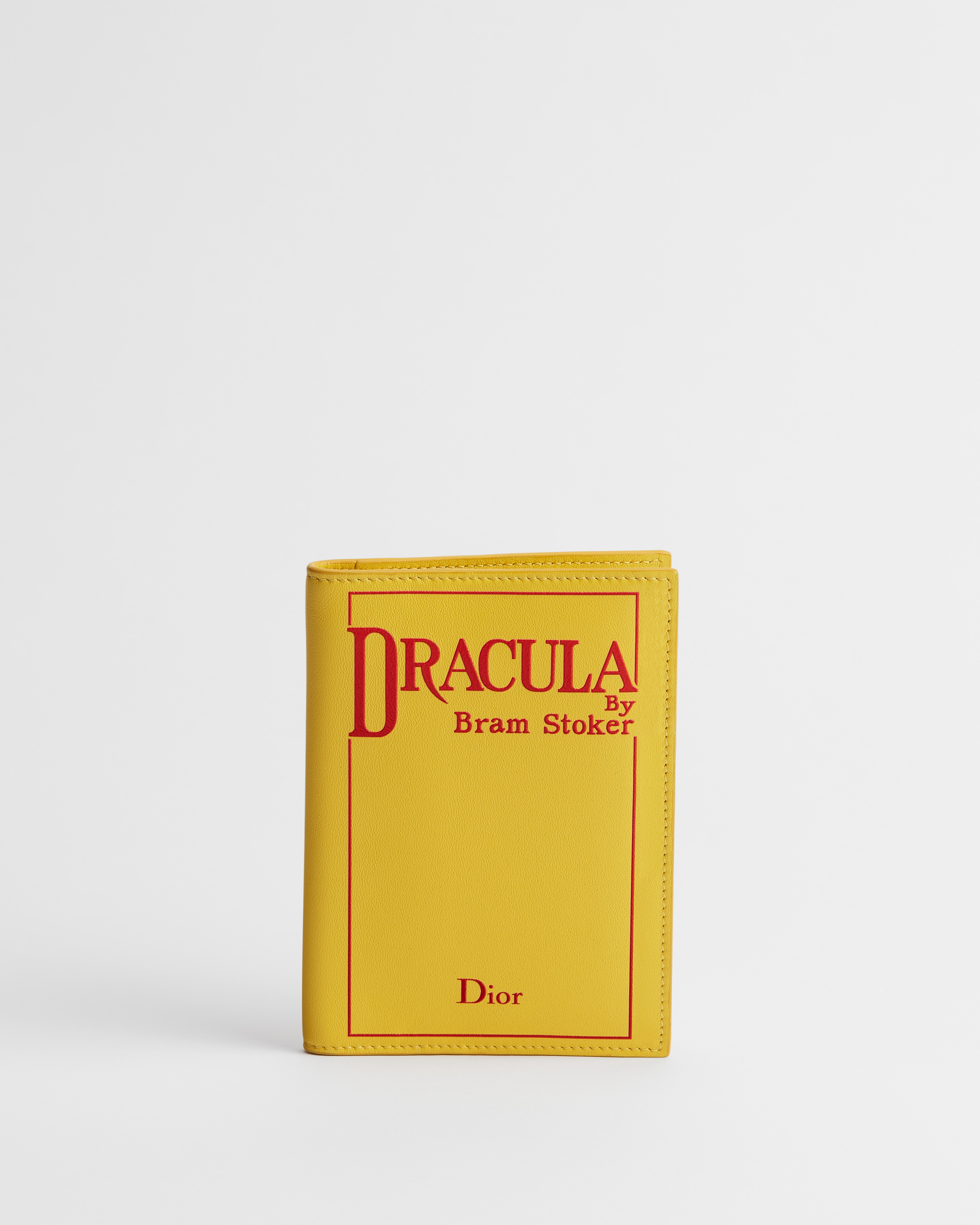 Étui pour passeport Cuir de veau embossé Book Cover jaune et rouge E01