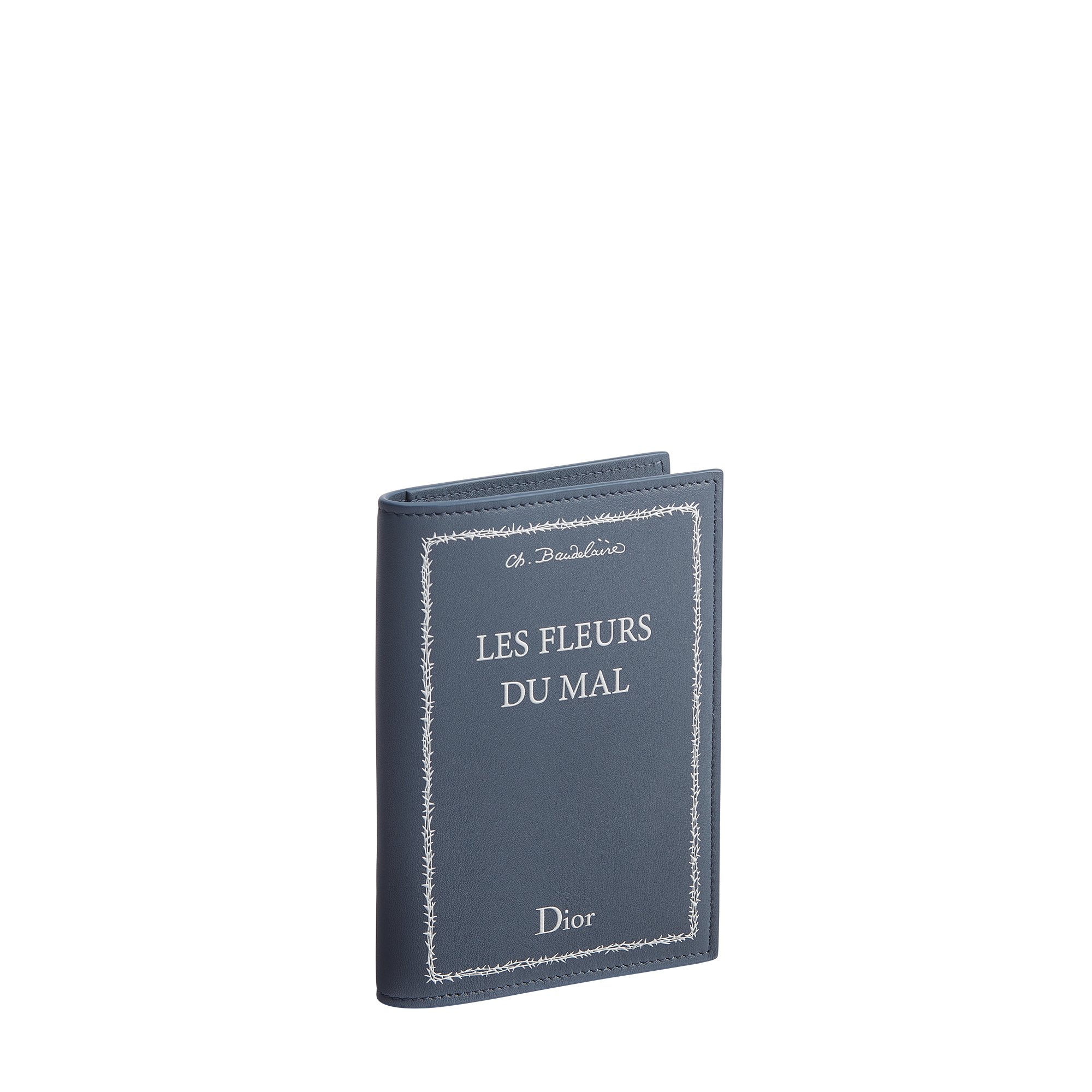 Passport Cover Blue and White Book Cover Embossed Calfskin E03