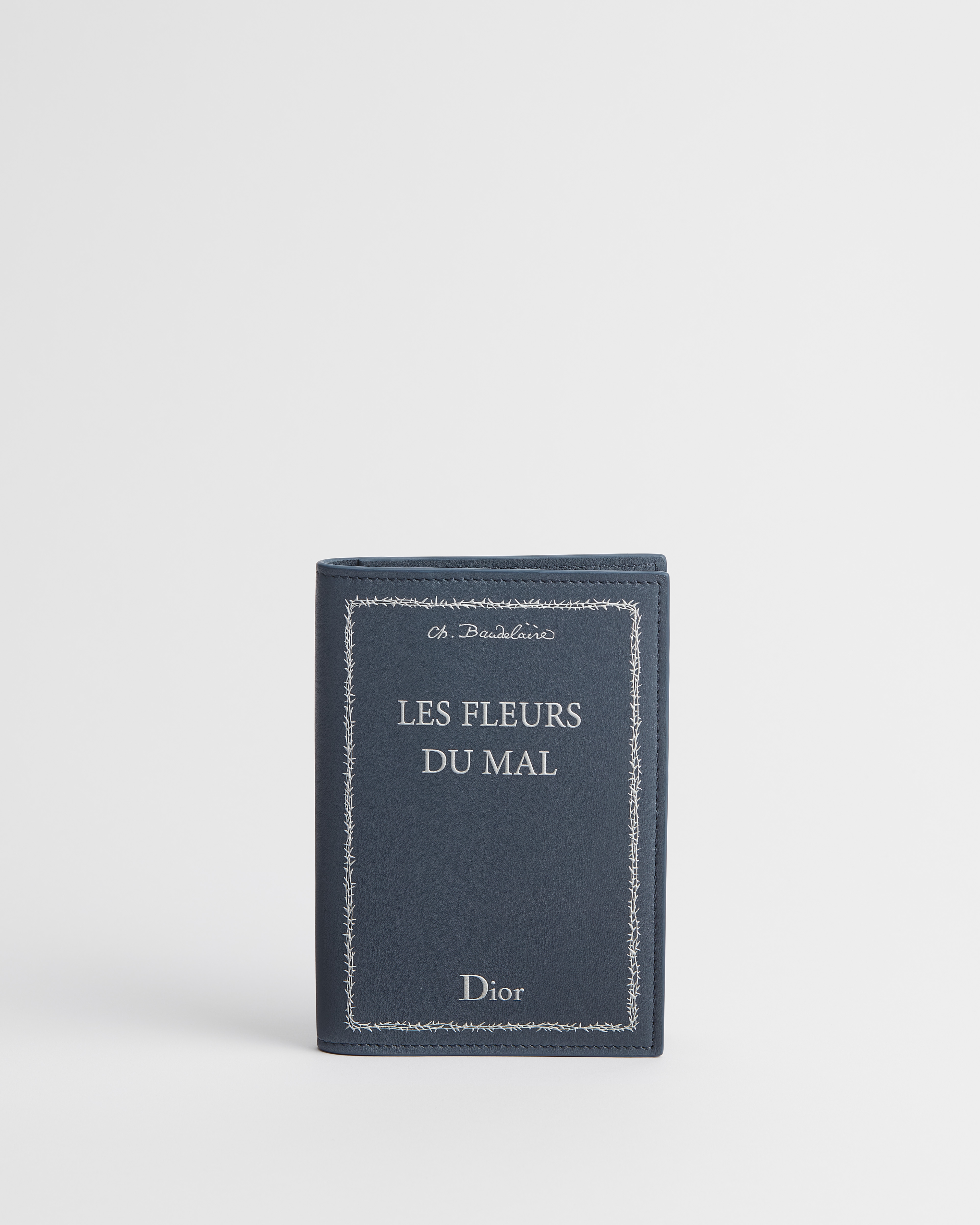 Reisepassetui Book-Cover-Prägung auf Kalbsleder in Blau und Weiß E01