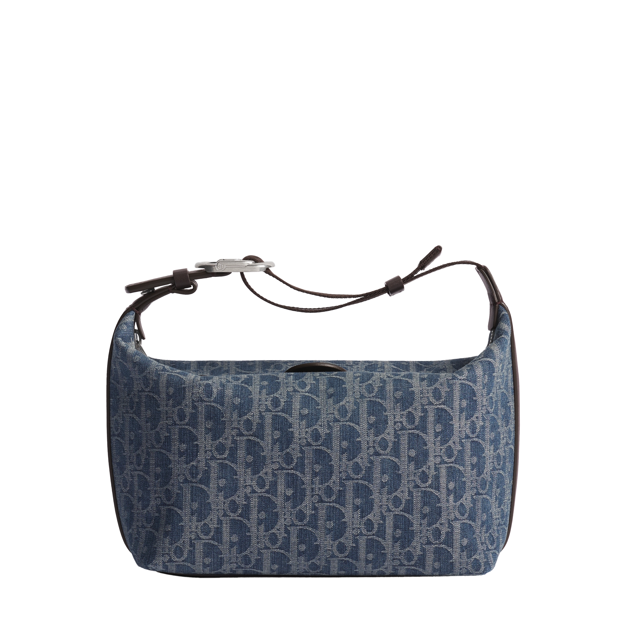 Dior Jett Pouch Blue Dior Oblique Denim Jacquard and Brown Smooth