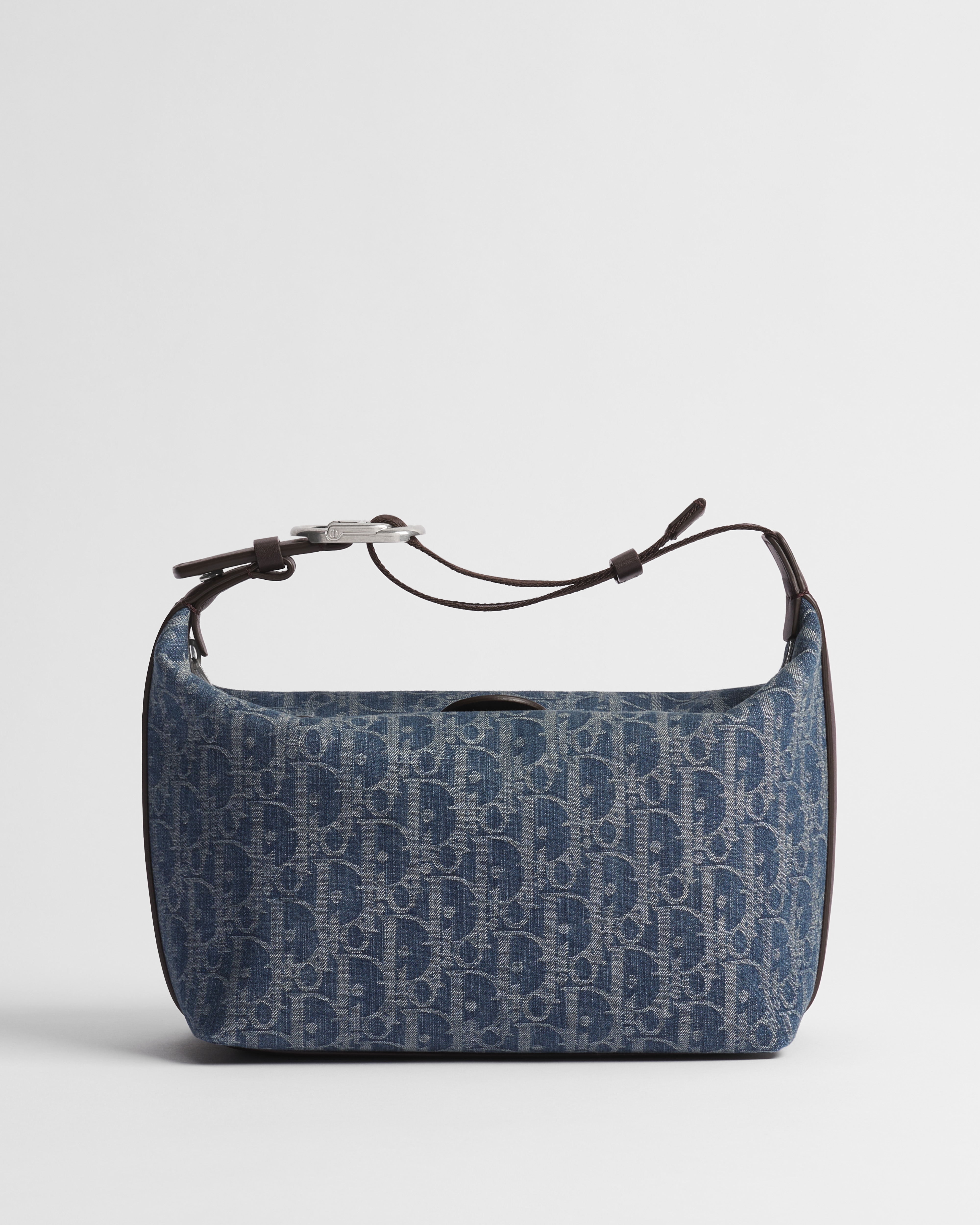 Dior Jett Pouch Blue Dior Oblique Denim Jacquard and Brown Smooth Calfskin E01