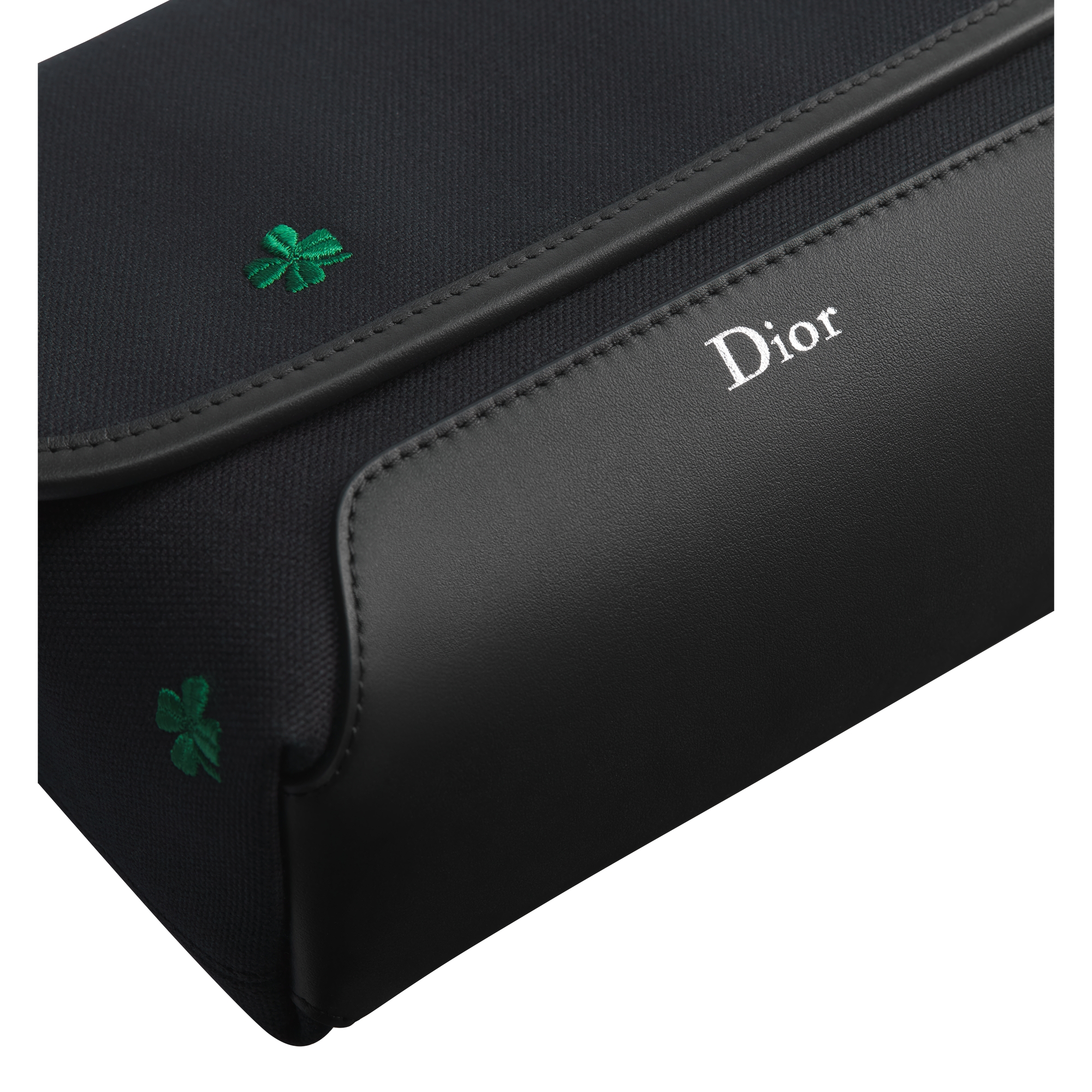 Mini Dior Jett Messenger Bag with Flap Black Canvas and Dior Clover Embroidery E10