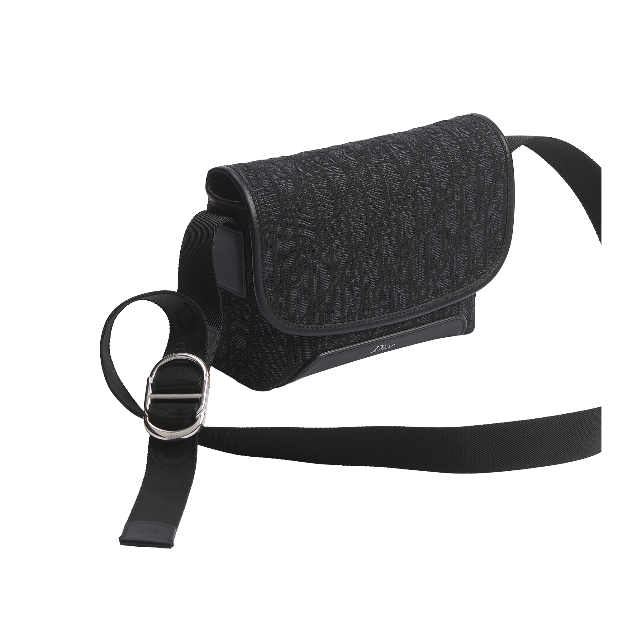 Mini Dior Jett Messenger Bag with Flap Black Dior Oblique Jacquard E03