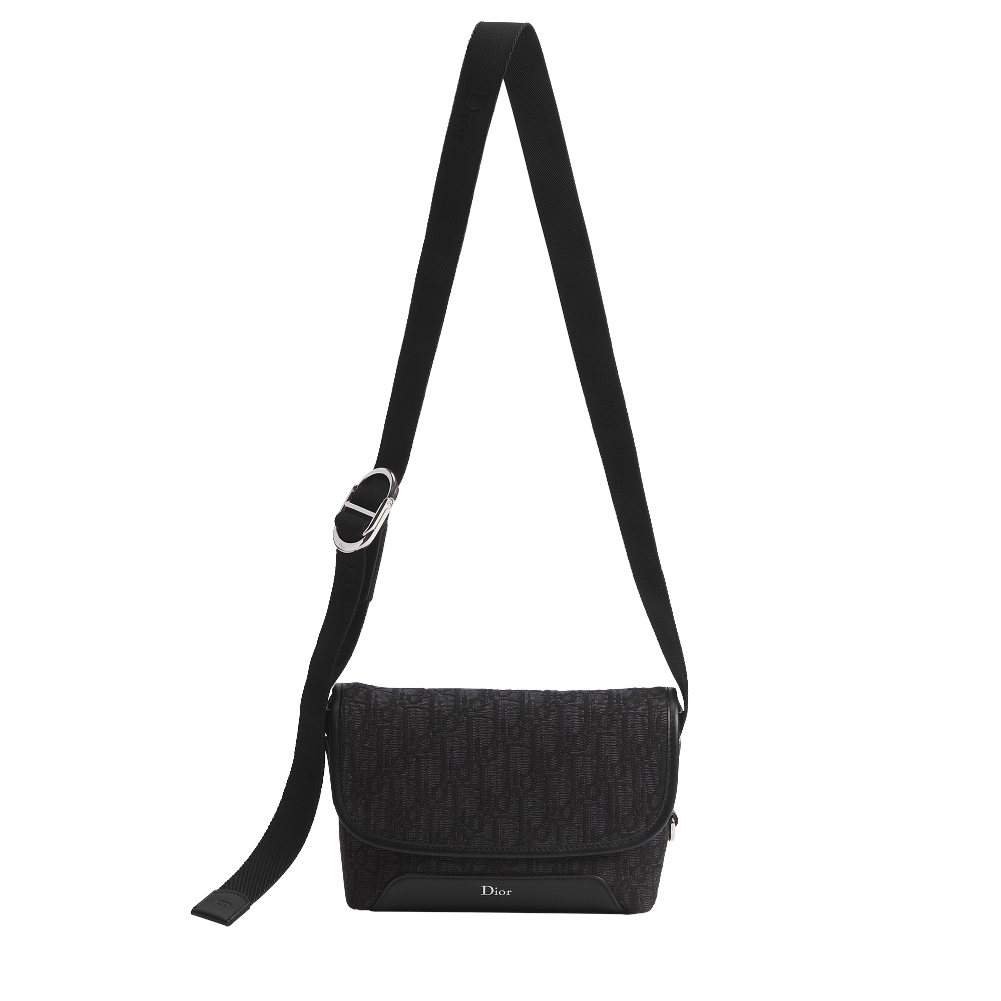 Mini Dior Jett Messenger Bag with Flap Black Dior Oblique Jacquard E07