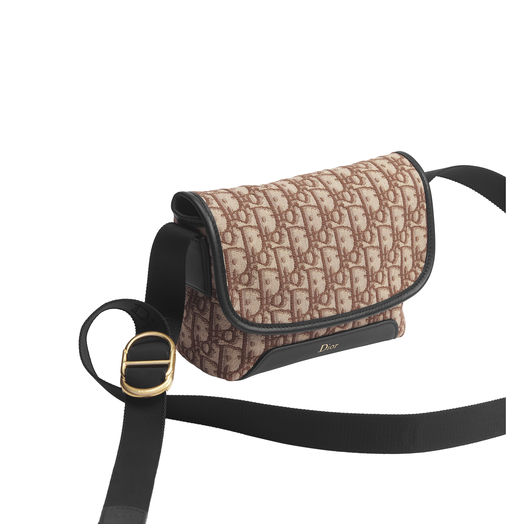 Mini Dior Jett Messenger Bag with Flap Brown Dior Oblique Jacquard E03