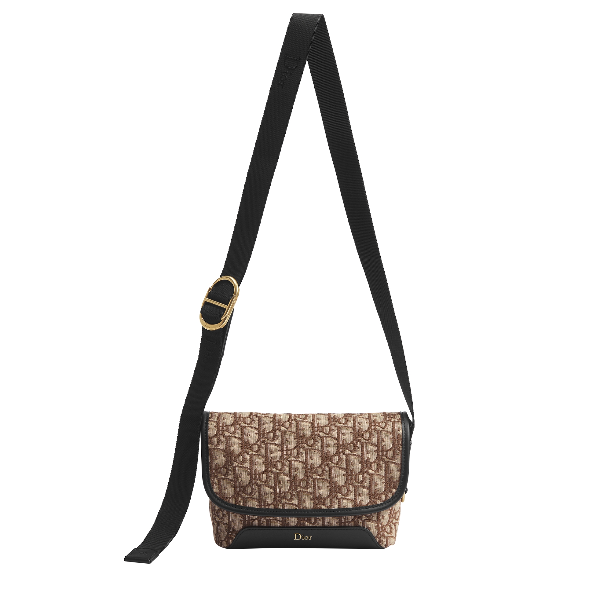 Mini Dior Jett Messenger Bag with Flap Brown Dior Oblique Jacquard E07