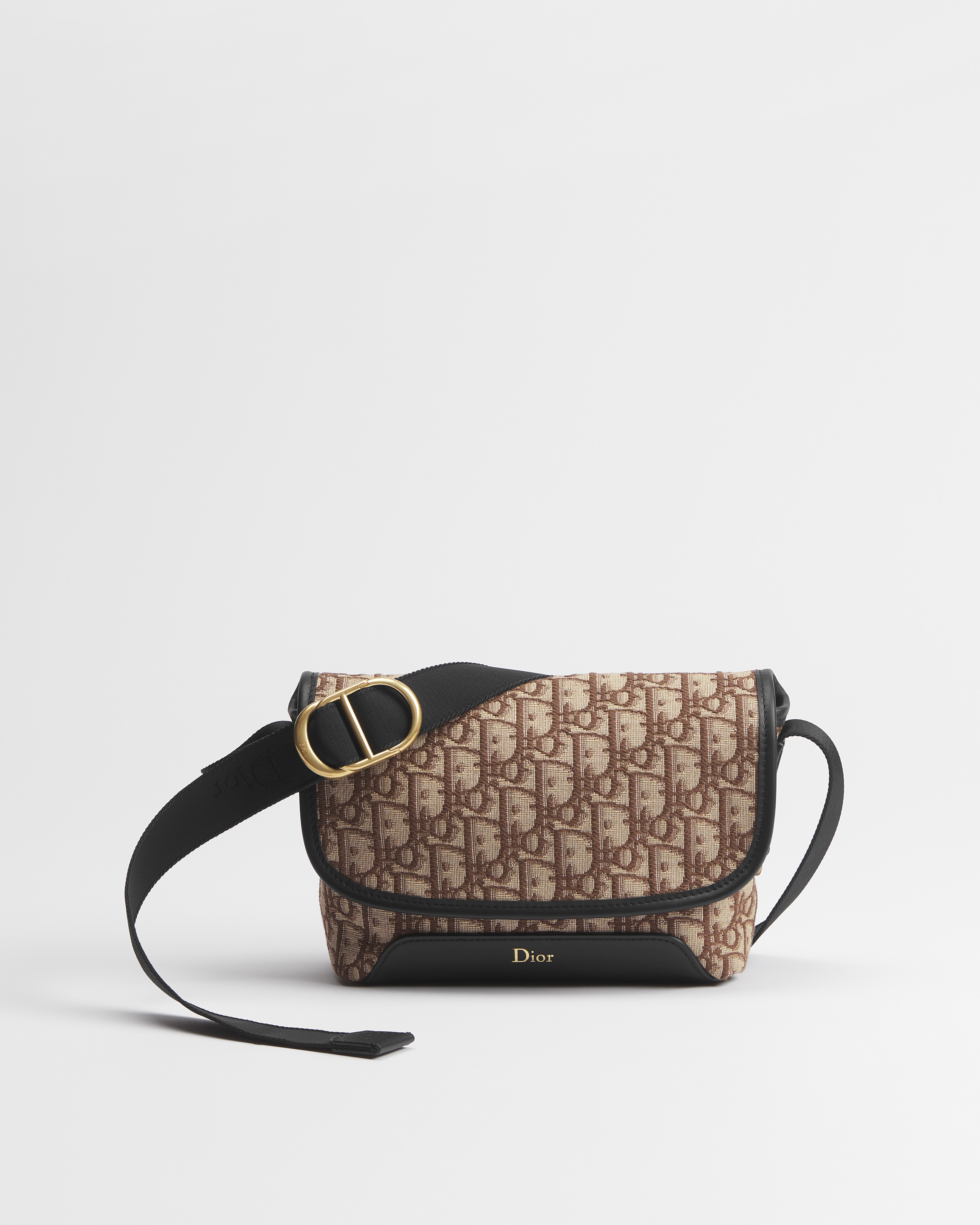 Mini Dior Jett Messenger Bag with Flap Brown Dior Oblique Jacquard E01