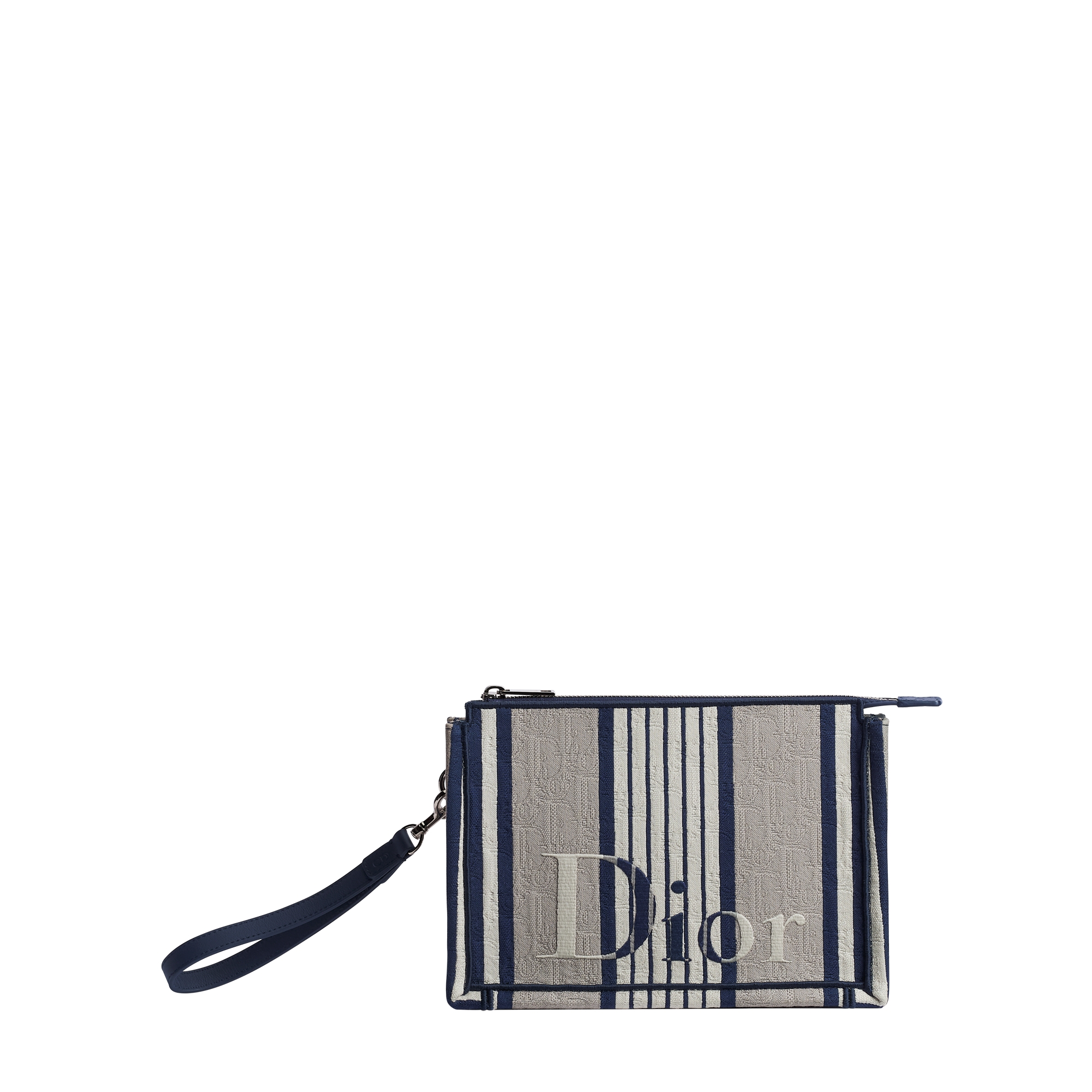 Dioriviera A5 Triangle Pouch Gray and Blue Dior Oblique Sun