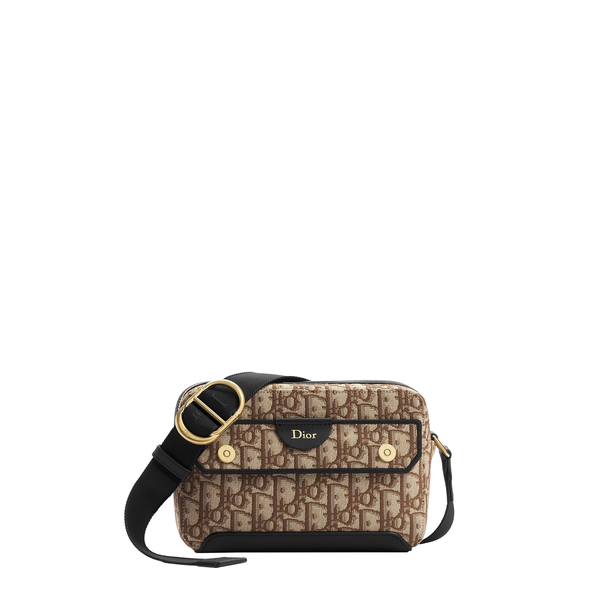 Dior ショルダーバッグ ベージュ/ブラック Mini Pocket Dior Jett Zipped Messenger Bag Brown Dior Oblique