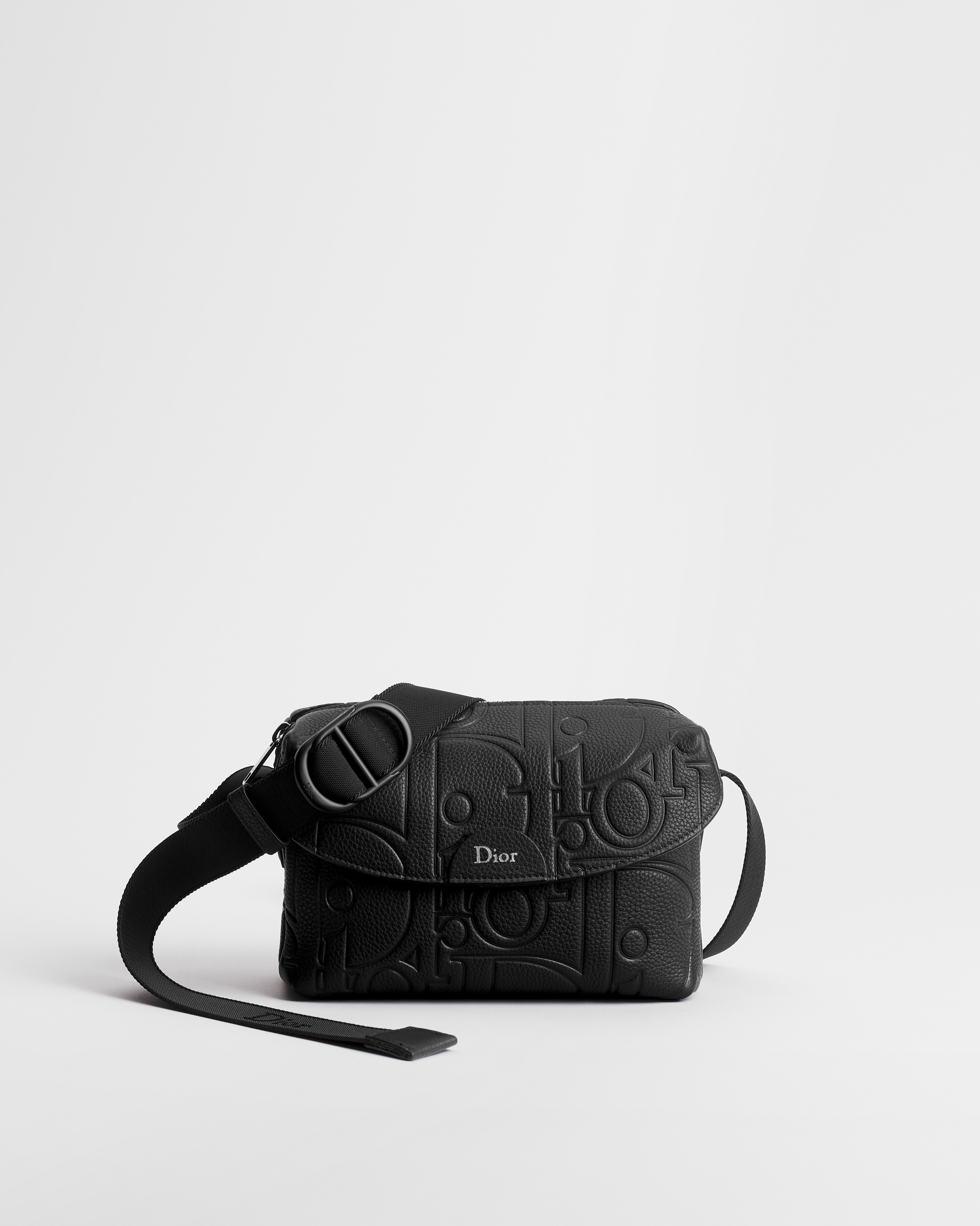 Bolso messenger mini Dior Jett con cremallera Piel Dior Gravity negra E01