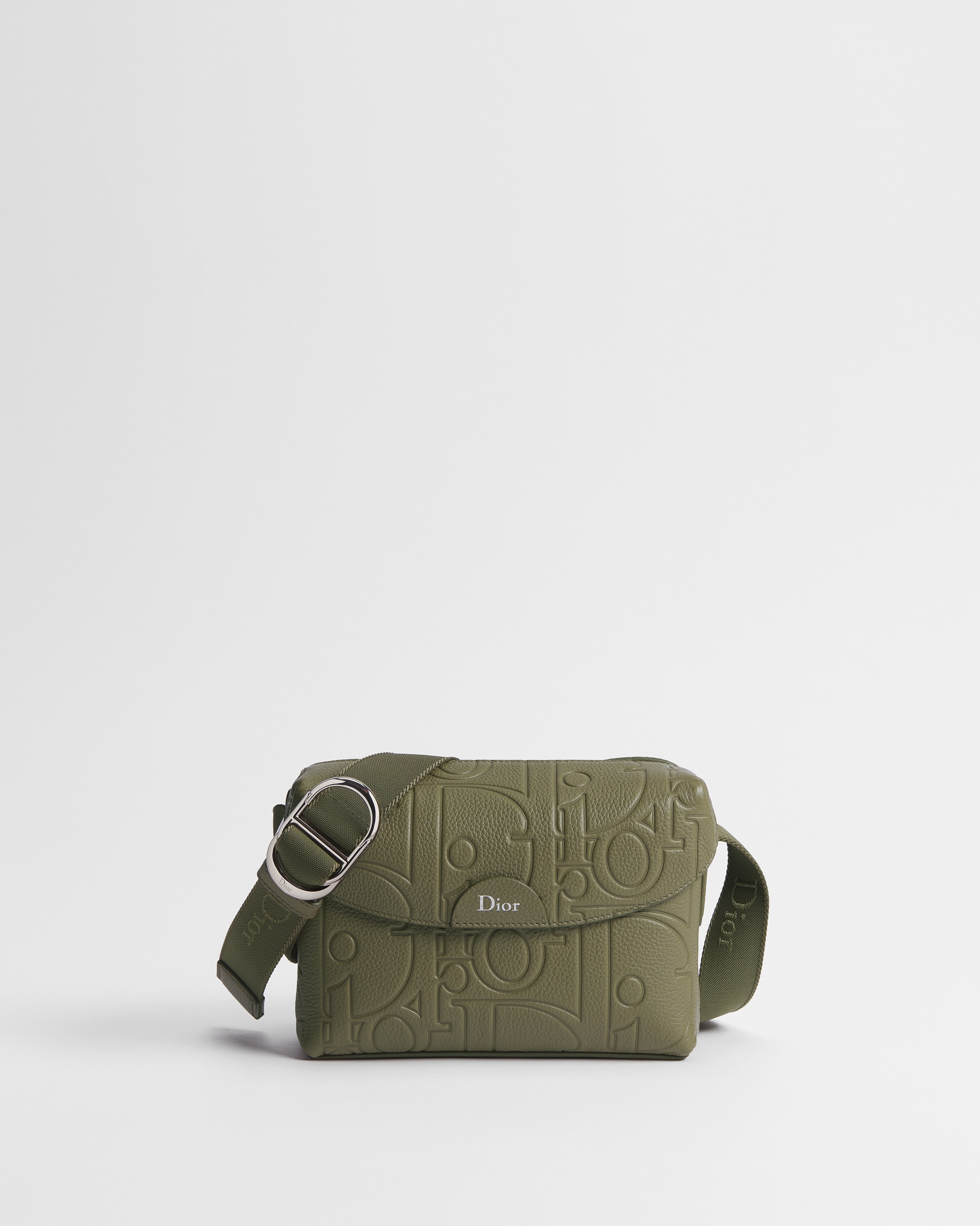 Mini Dior Jett Zipped Messenger Bag Khaki Dior Gravity Grained Leather E01