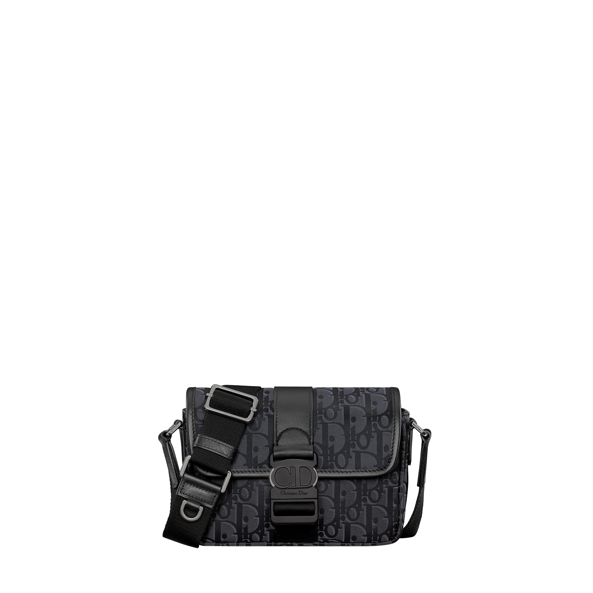 Mini Dior Trek Messenger Bag with Flap Black Dior Oblique Nylon E01