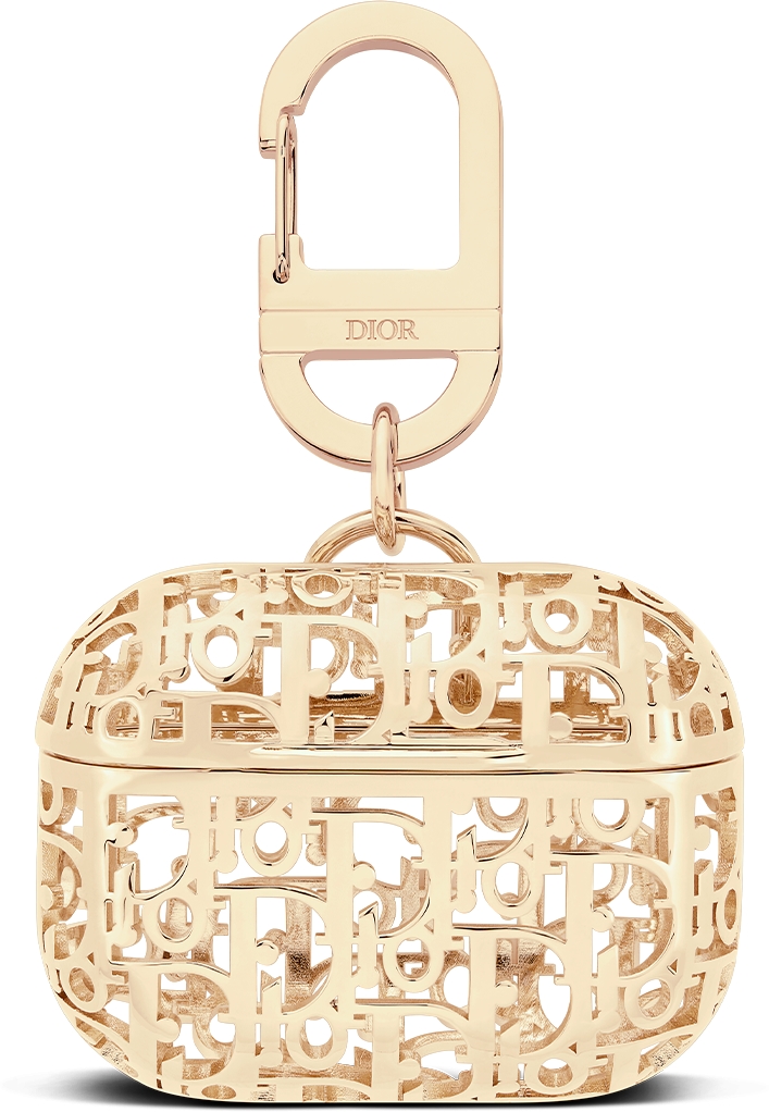 Case for AirPods Pro Gold-Finish Brass with Dior Oblique Motif | DIOR