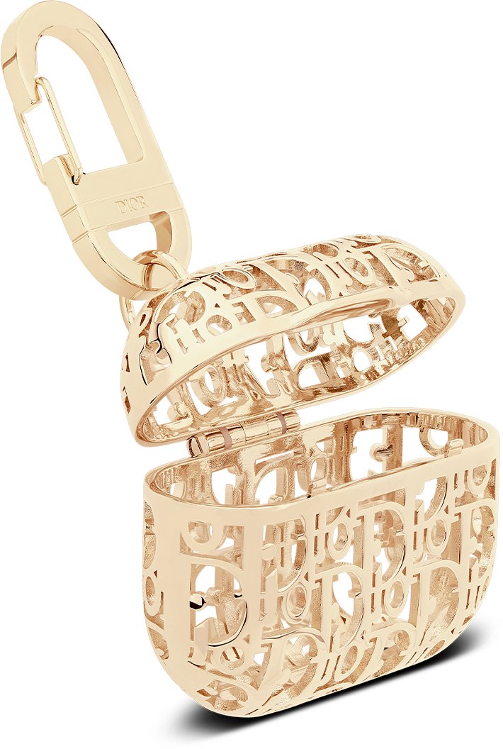 Case for AirPods Pro Gold-Finish Brass with Dior Oblique Motif | DIOR