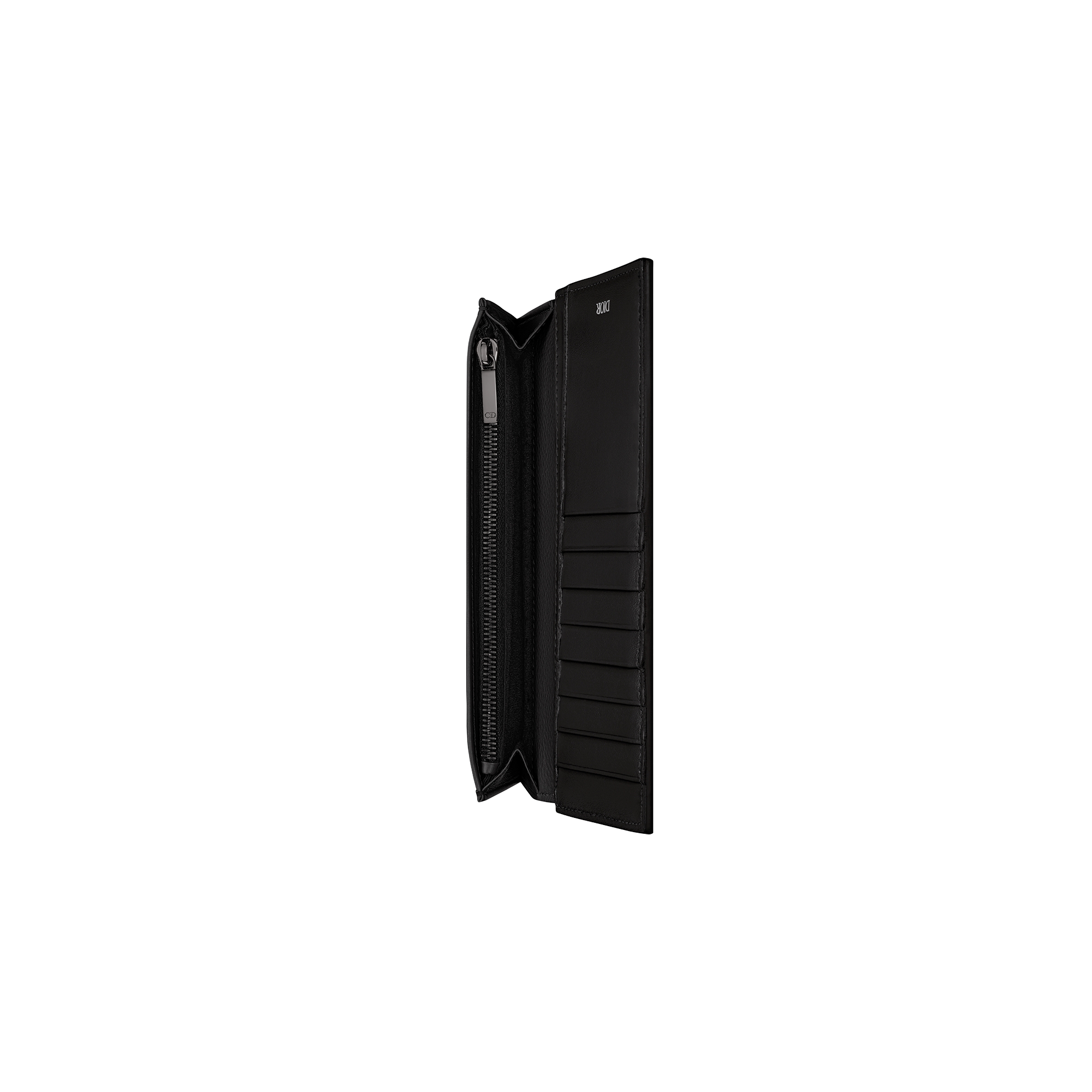 CD Icon Vertical Bifold Wallet Black Grained Calfskin E06