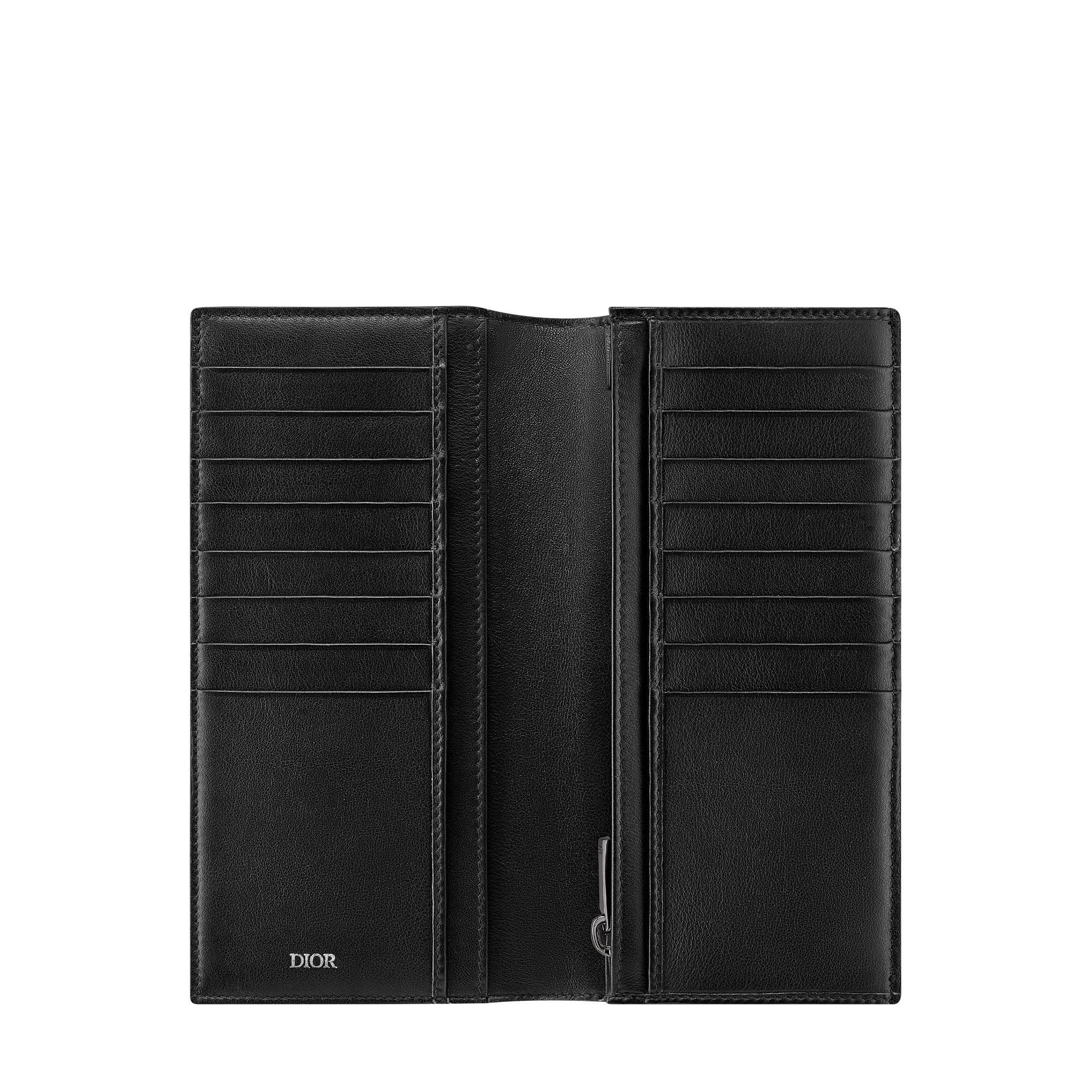 CD Icon Vertical Bifold Wallet Black Grained Calfskin E07