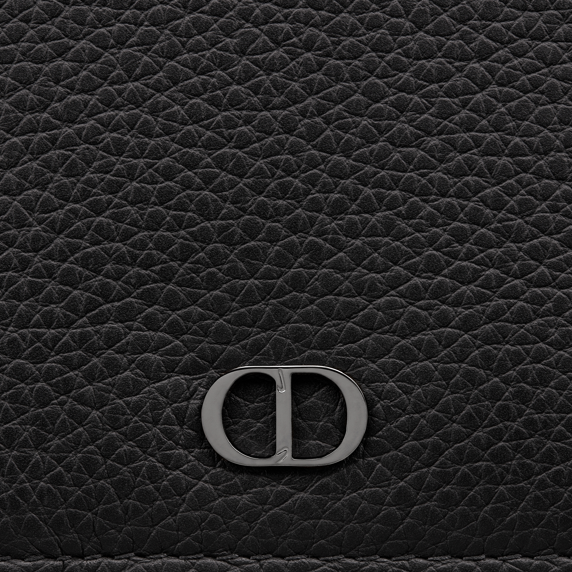 CD Icon Bifold-Portemonnaie im Hochformat Genarbtes Kalbsleder in Schwarz E09