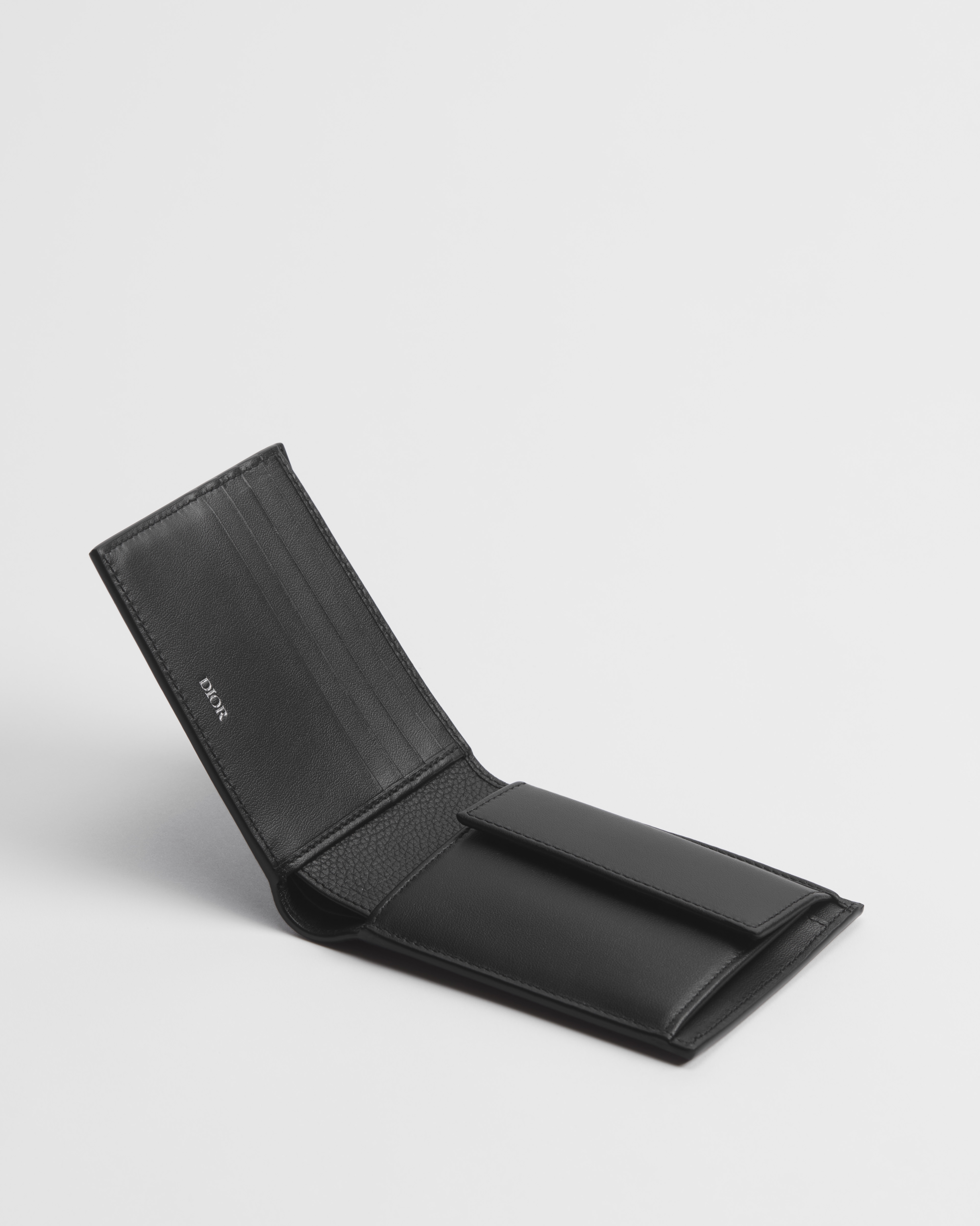CD Icon Bifold Wallet Black Grained Calfskin E06