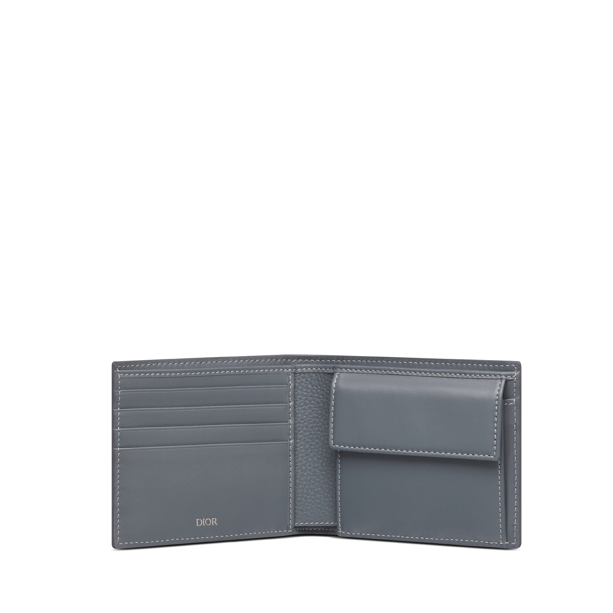 Portafoglio bifold CD Icon Pelle di vitello granulata grigio scuro E07