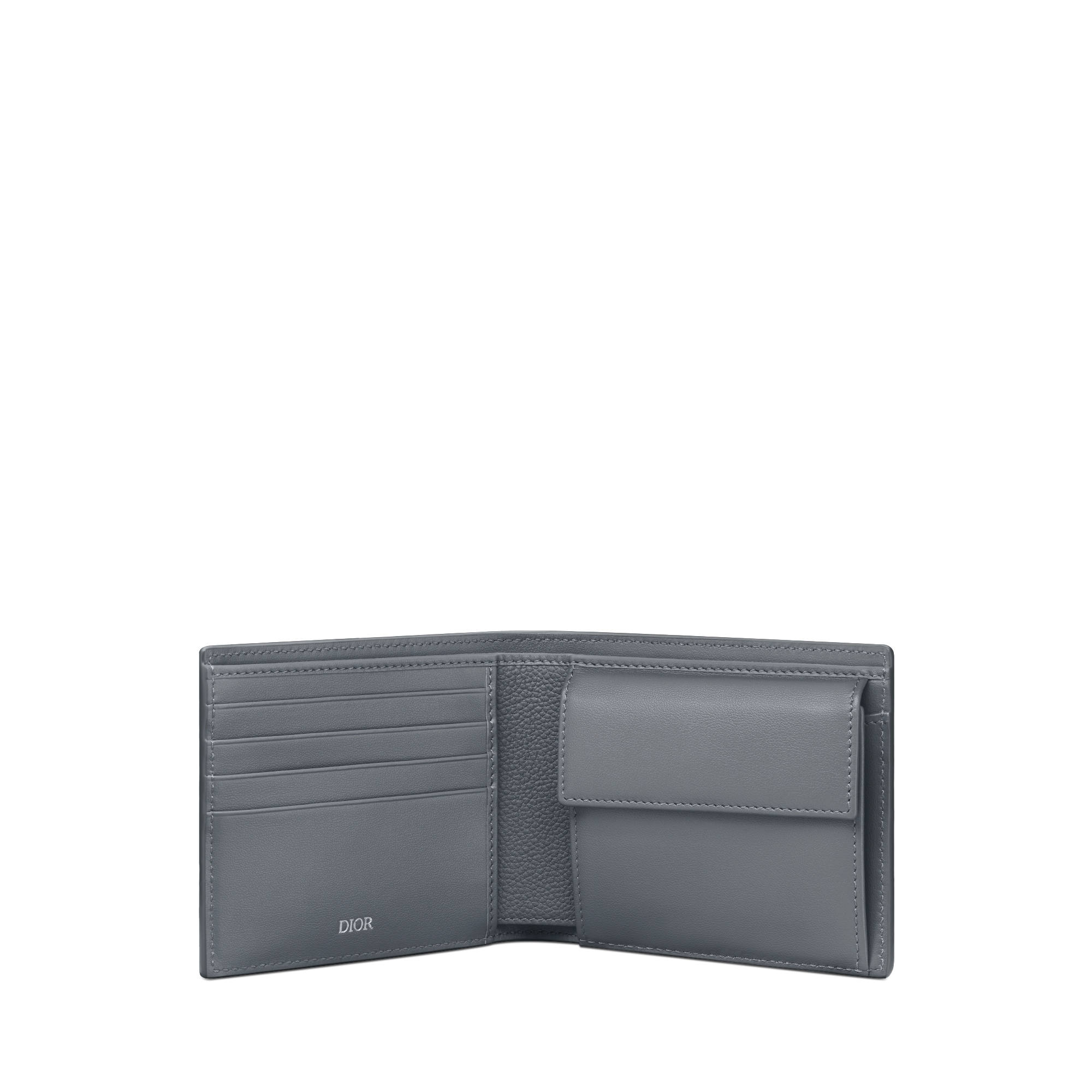 Bifold Wallet Deep Gray Dior Gravity Leather E07