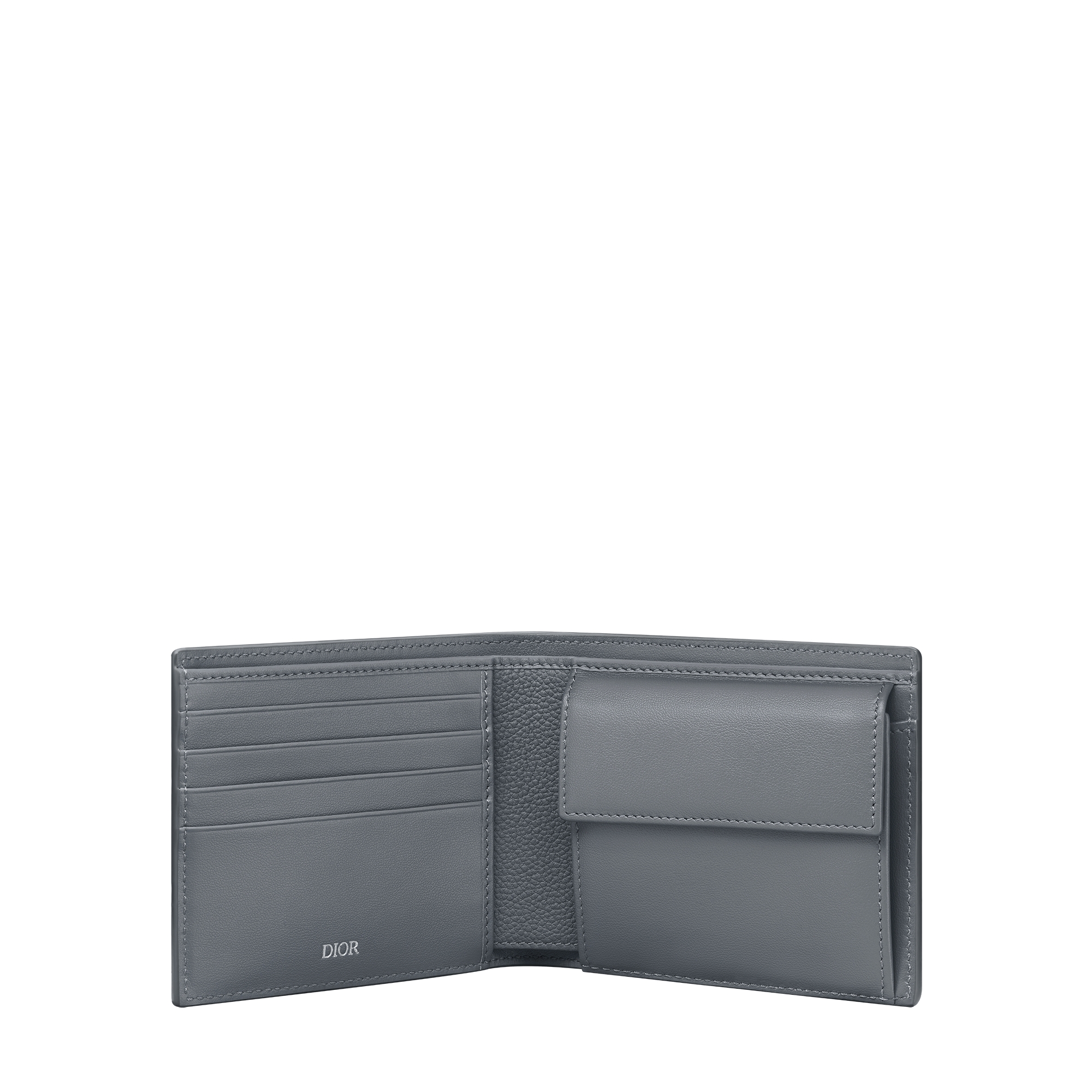 Bifold Wallet Deep Gray Dior Gravity Leather E07