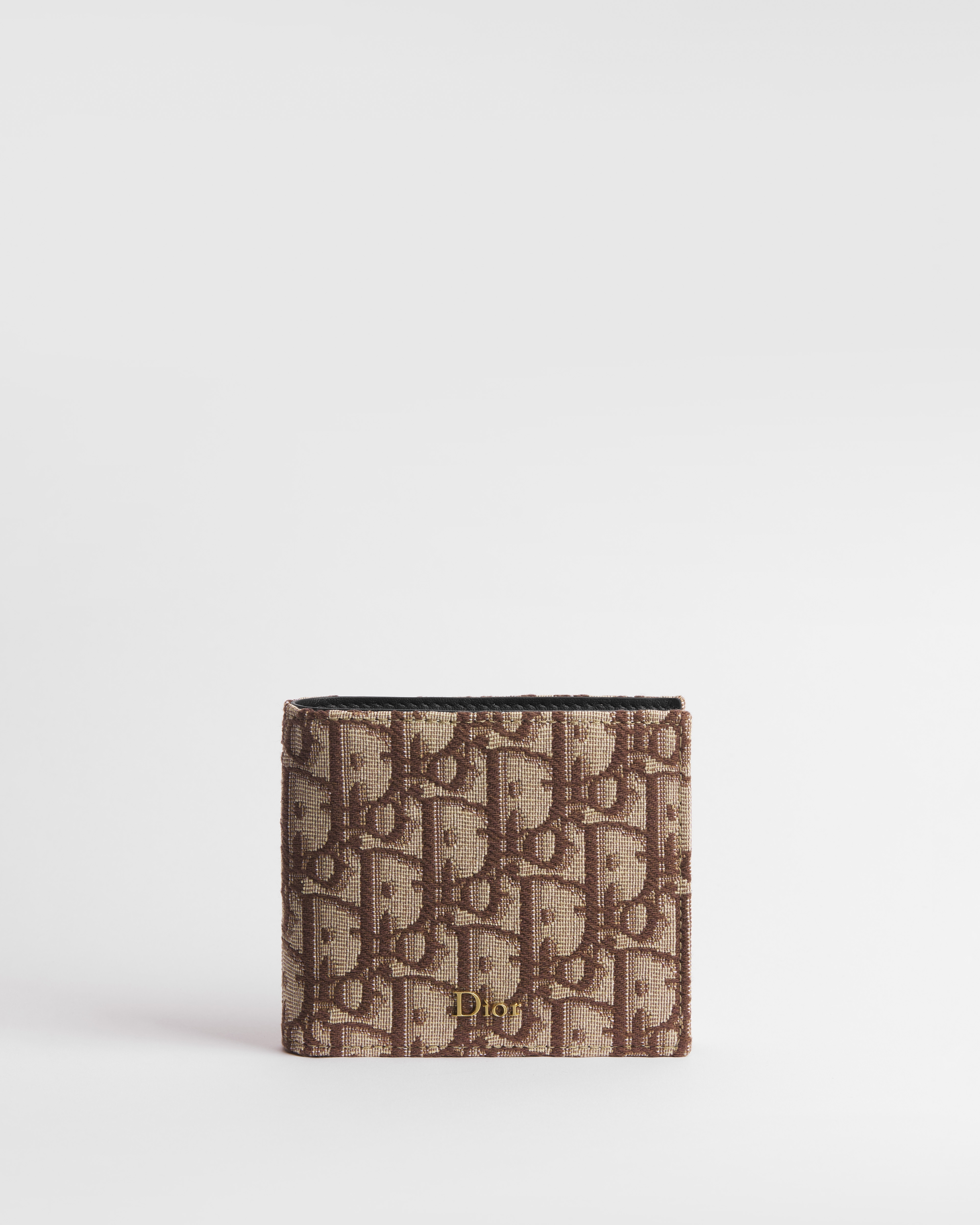 Portafoglio bifold Jacquard Dior Oblique marrone E01