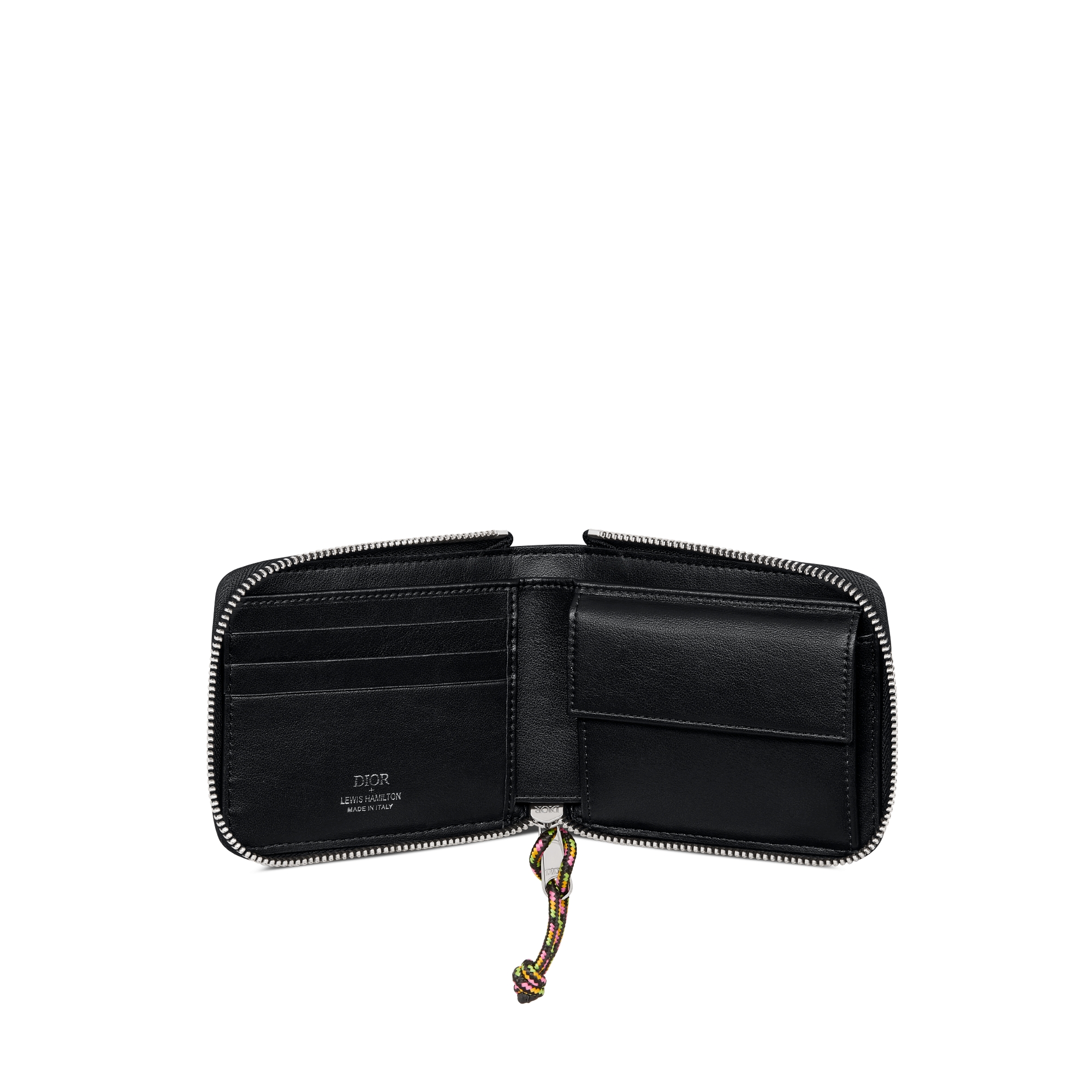 DIOR AND LEWIS HAMILTON Zipped Wallet Black Dior Oblique Nylon E07