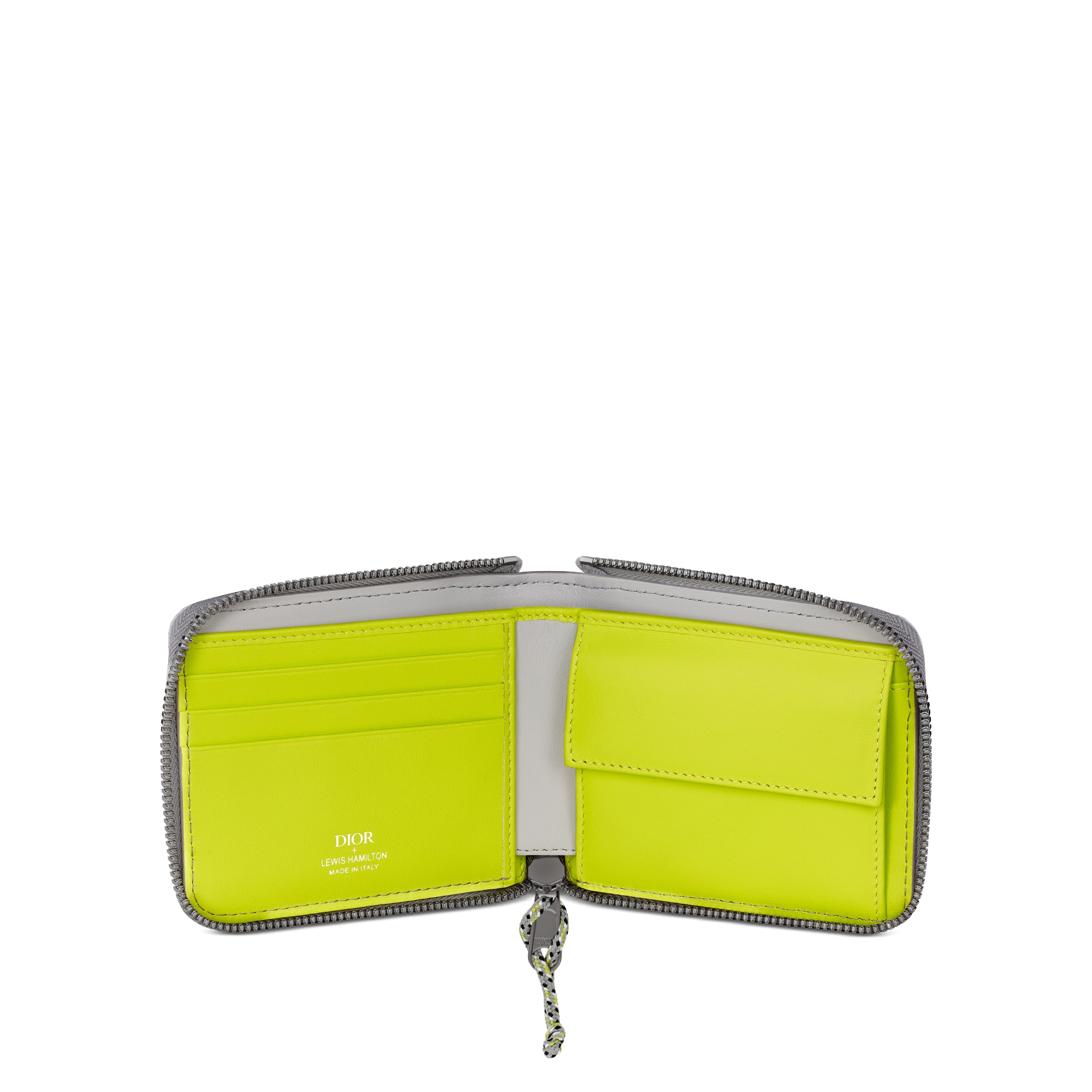 DIOR AND LEWIS HAMILTON Zipped Wallet Silver-Tone Dior Oblique Reflective Nylon E07