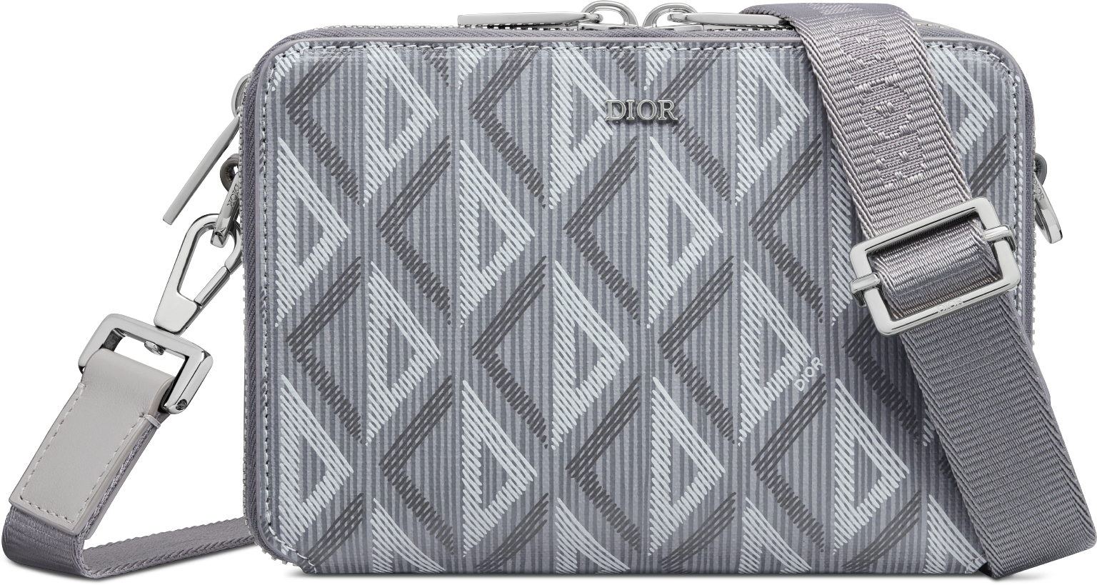 Zipped Pouch with Strap Dior Gray Coated Cotton Canvas with CD Diamond  Print | DIOR