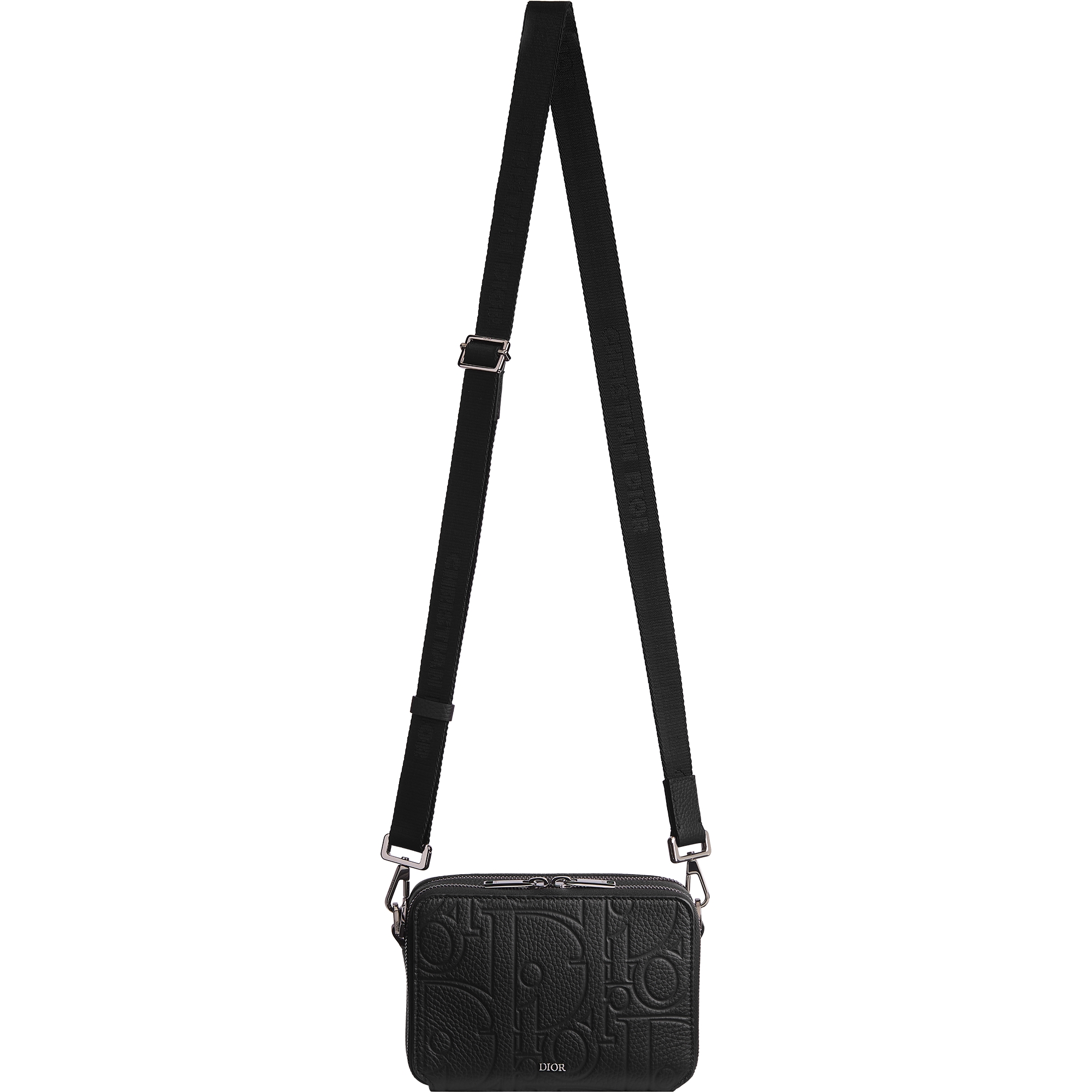Zipped Pouch with Strap Black Dior Gravity Leather E01