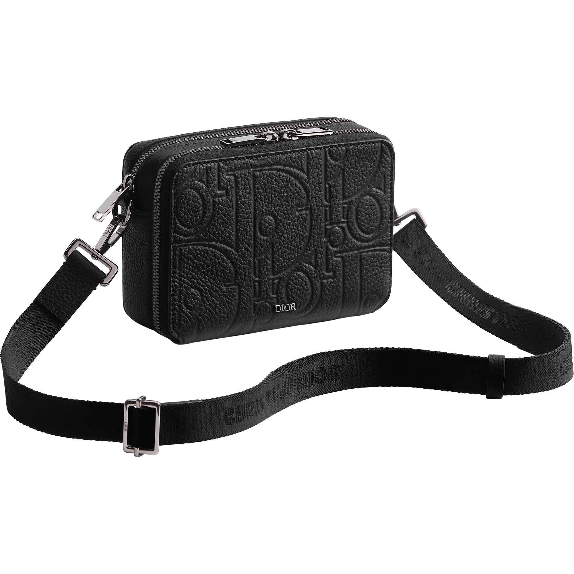 Zipped Pouch with Strap Black Dior Gravity Leather E03