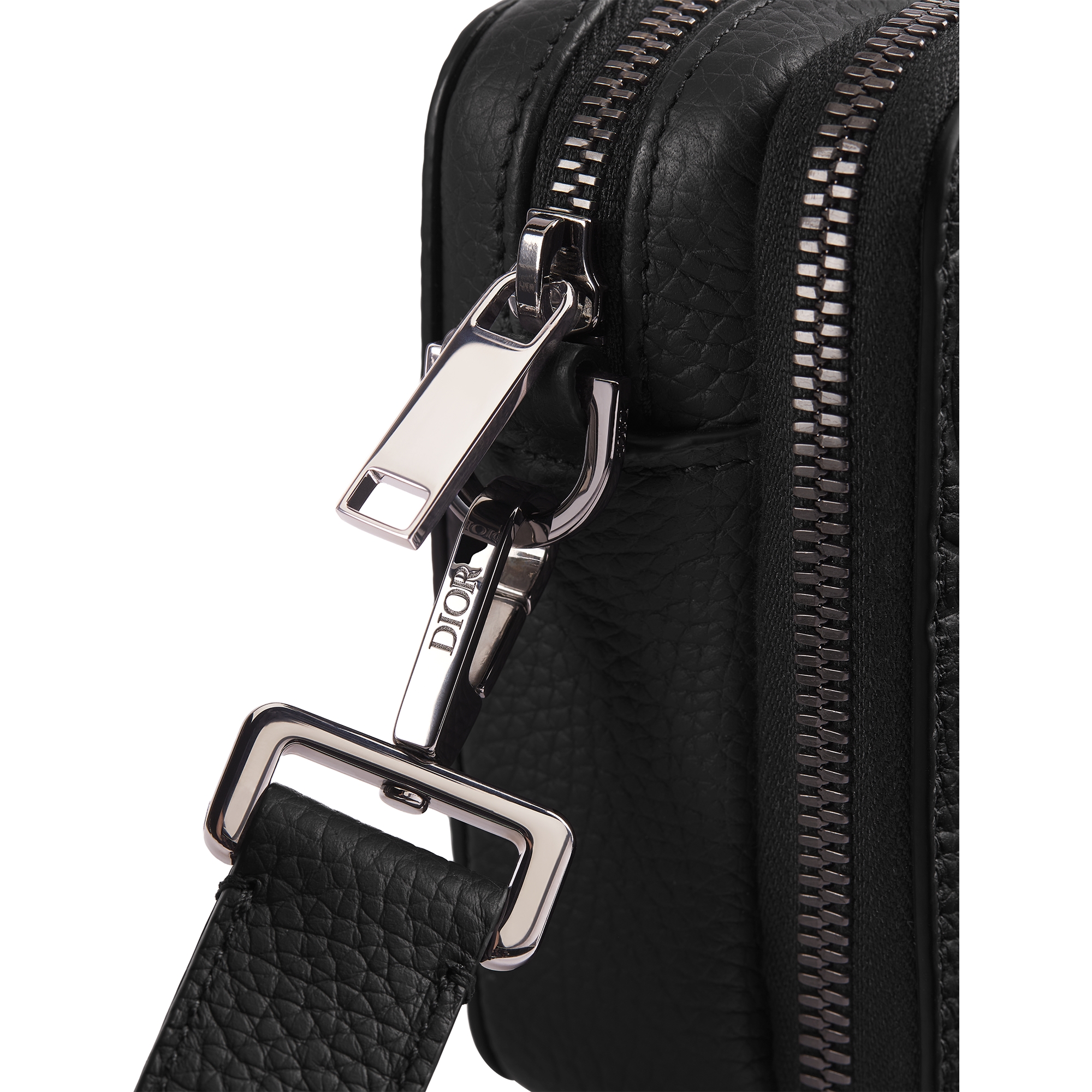 Zipped Pouch with Strap Black Dior Gravity Leather E09