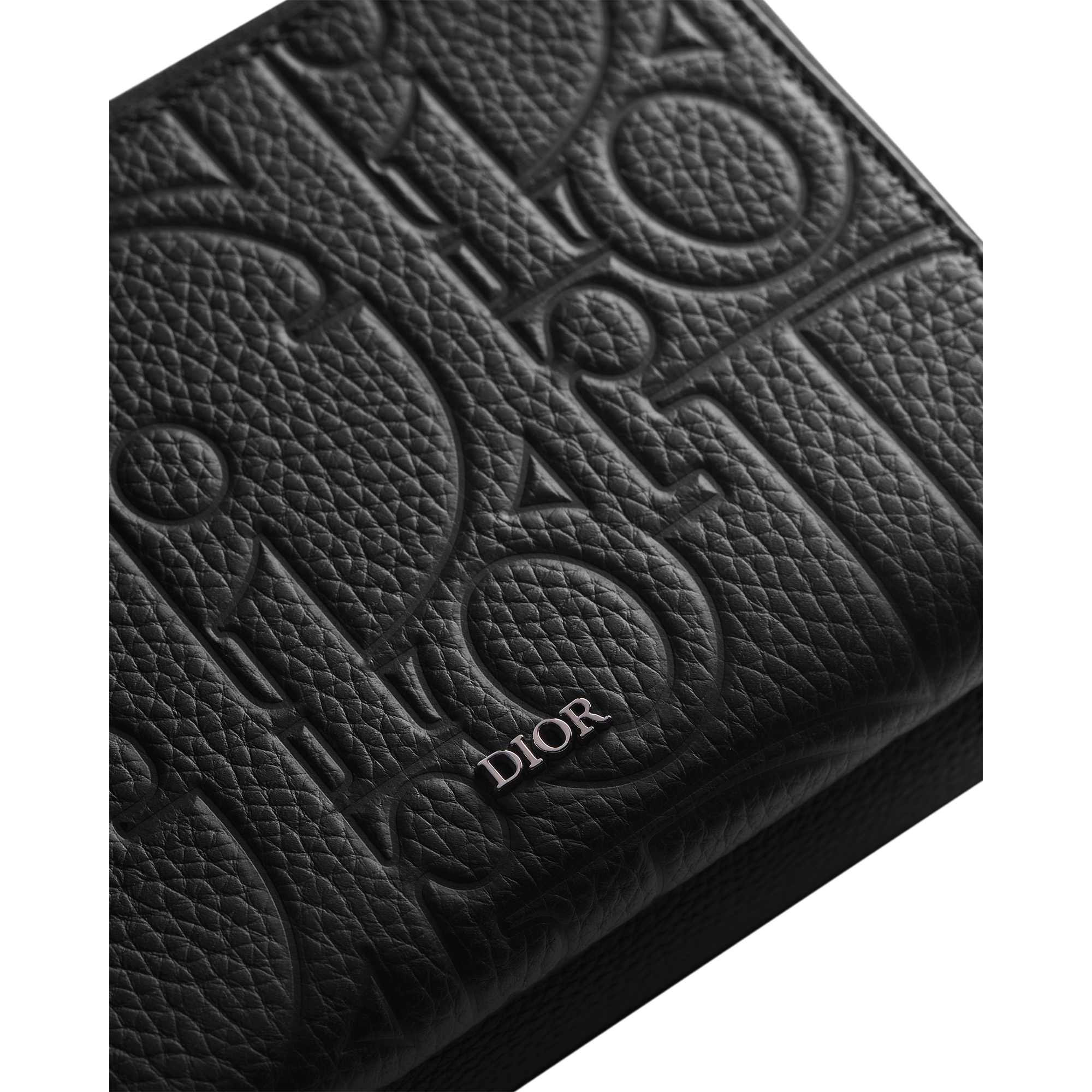 Zipped Pouch with Strap Black Dior Gravity Leather E10