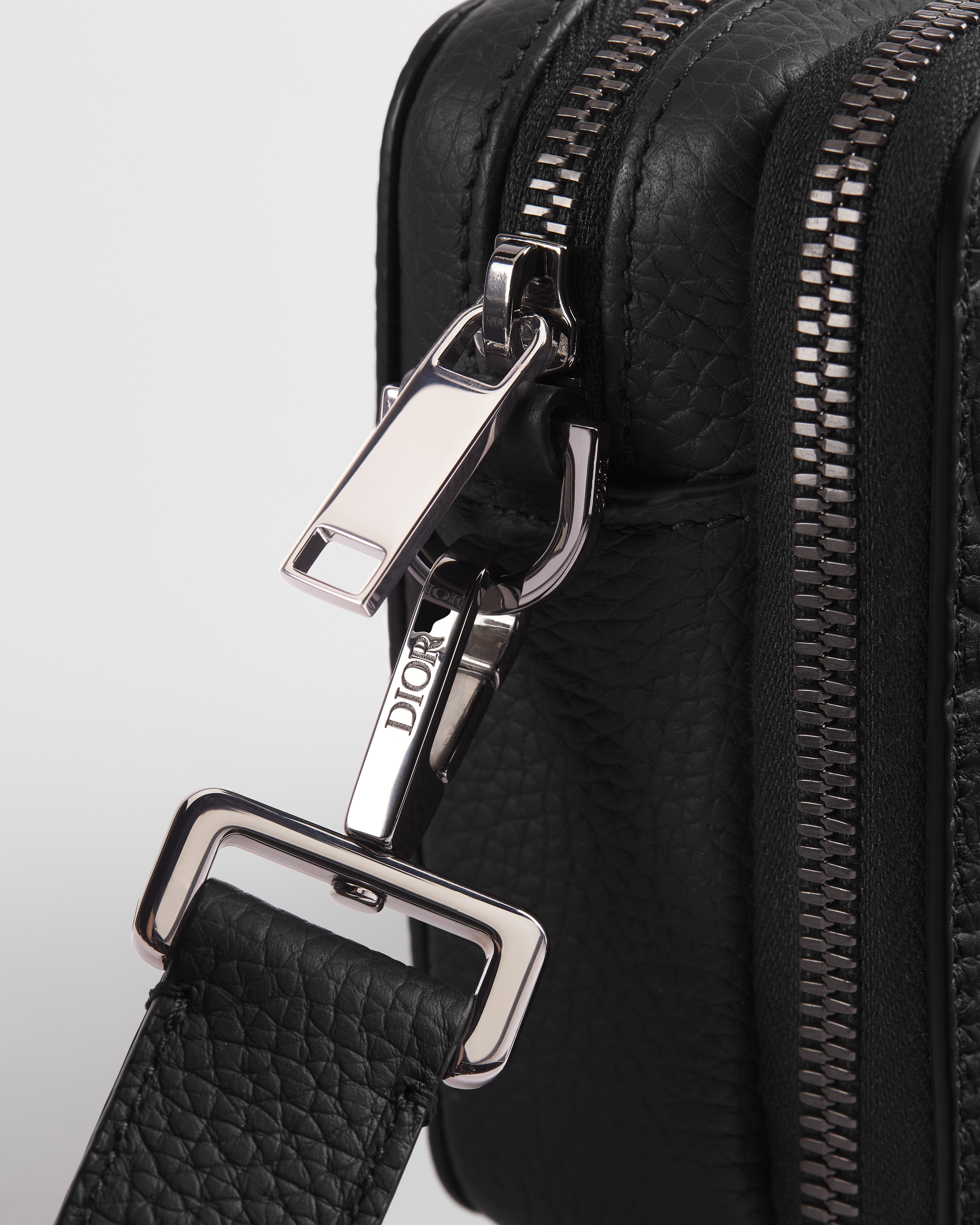 Zipped Pouch with Strap Black Dior Gravity Leather E09