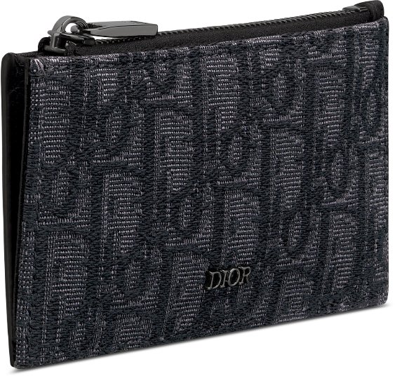 Zipped Card Holder Black Dior Oblique Jacquard and Grained Calfskin DIOR