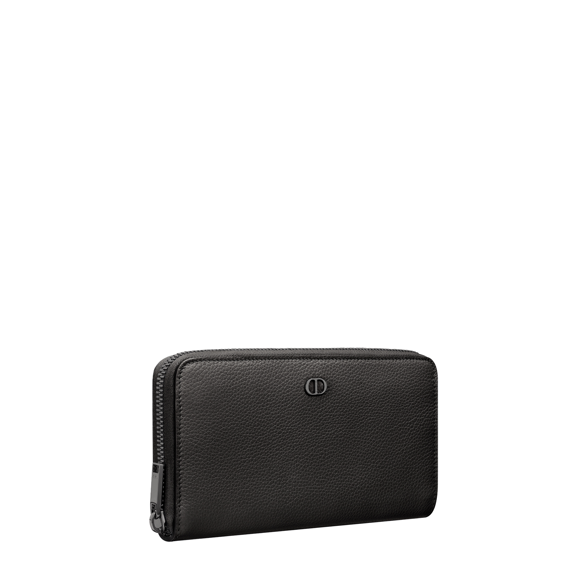 CD Icon Long Zipped Wallet Black Grained Calfskin E03