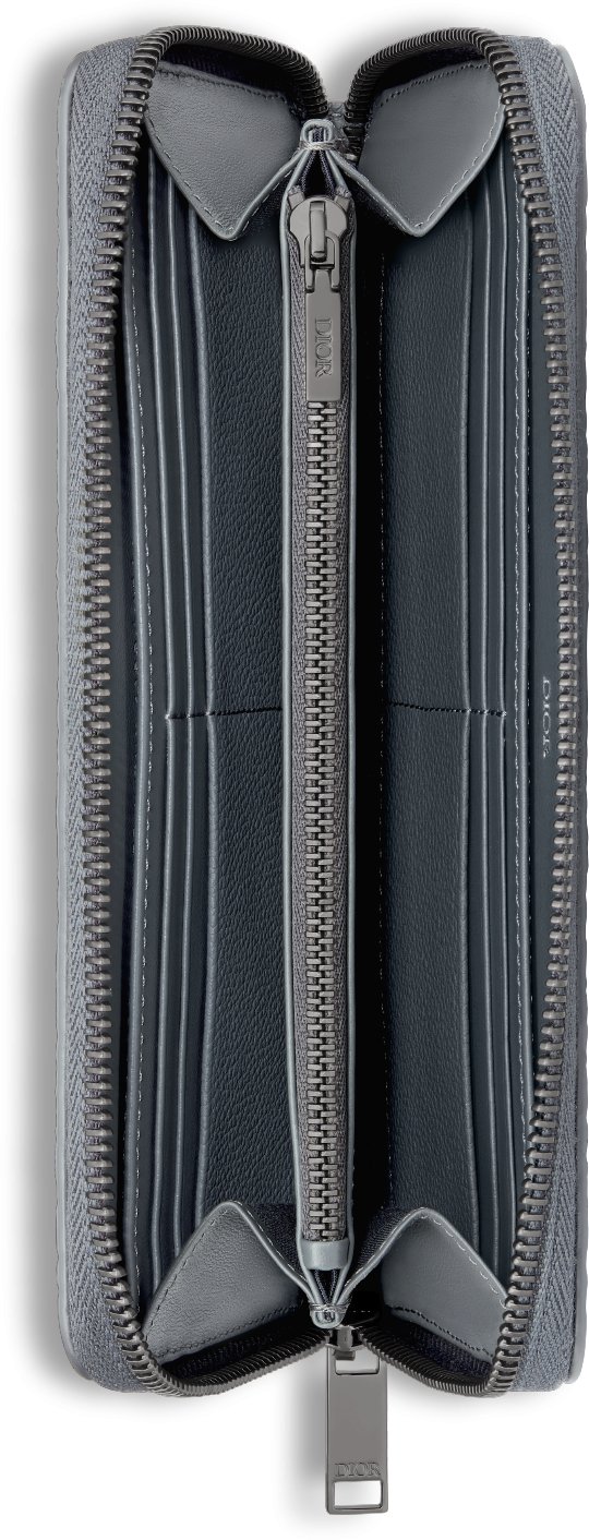 Zipped Long Wallet Deep Gray Dior Gravity Leather | DIOR