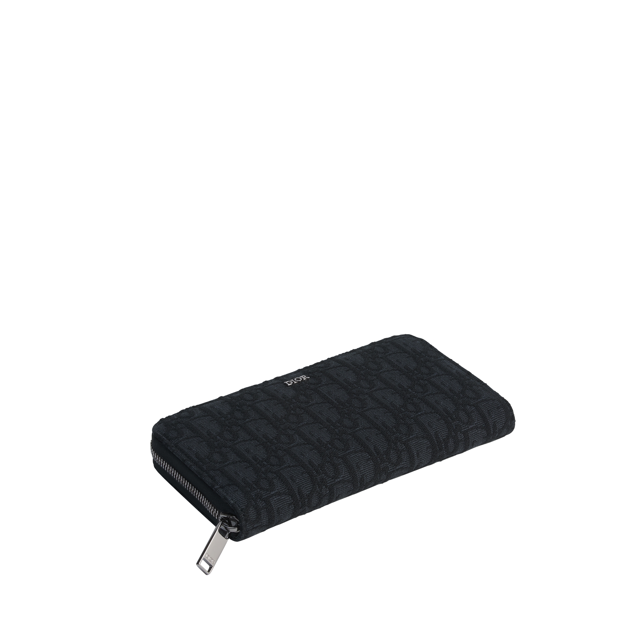 Zipped Long Wallet Black Dior Oblique Jacquard E03