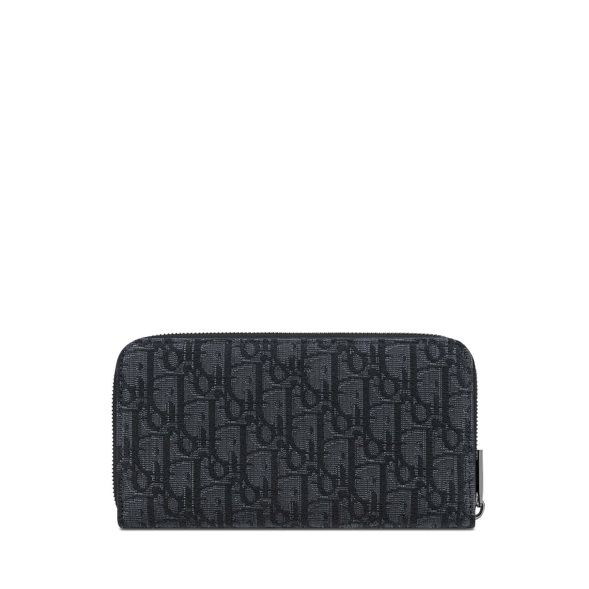 Zipped Long Wallet Black Dior Oblique Jacquard E08