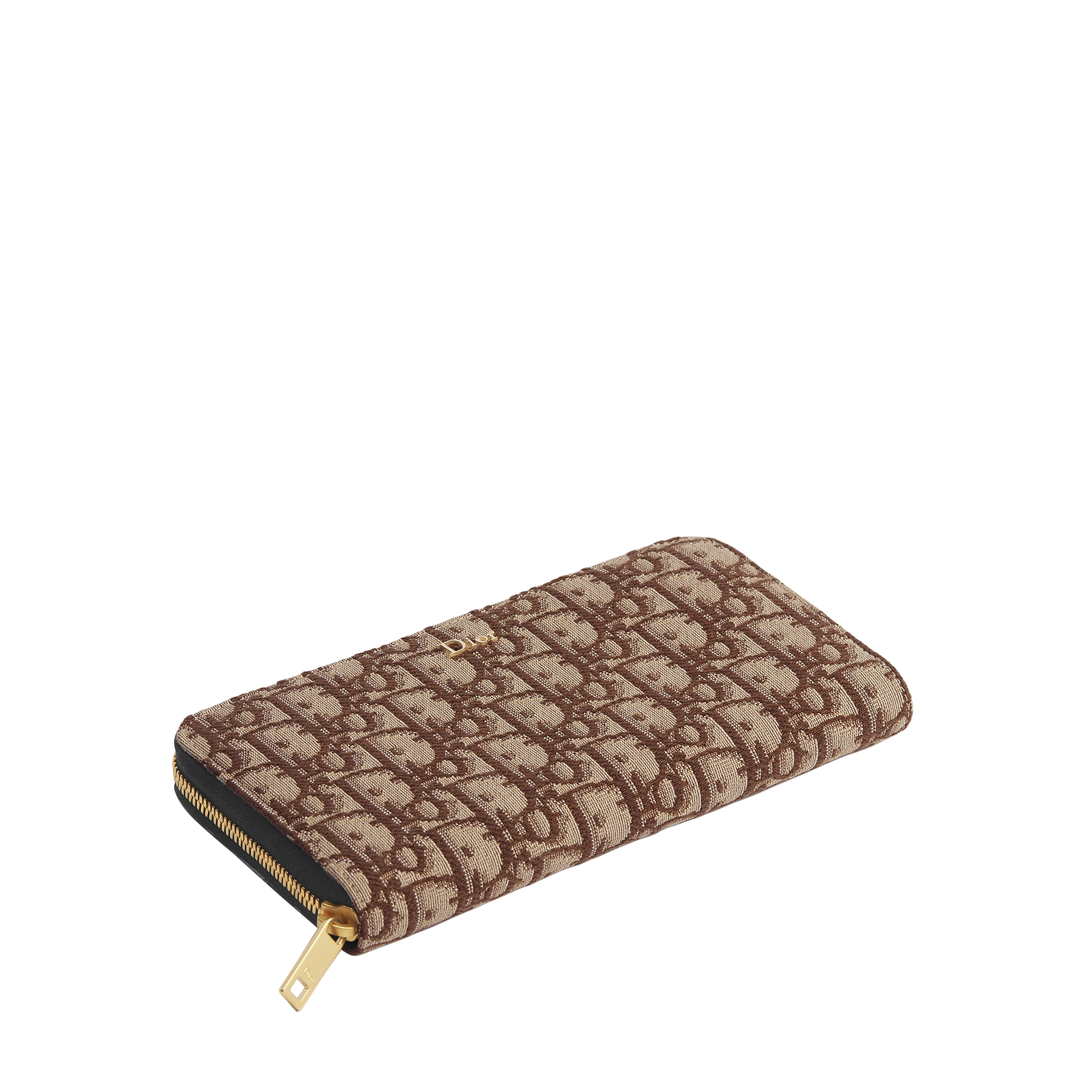 Zipped Long Wallet Brown Dior Oblique Jacquard E03