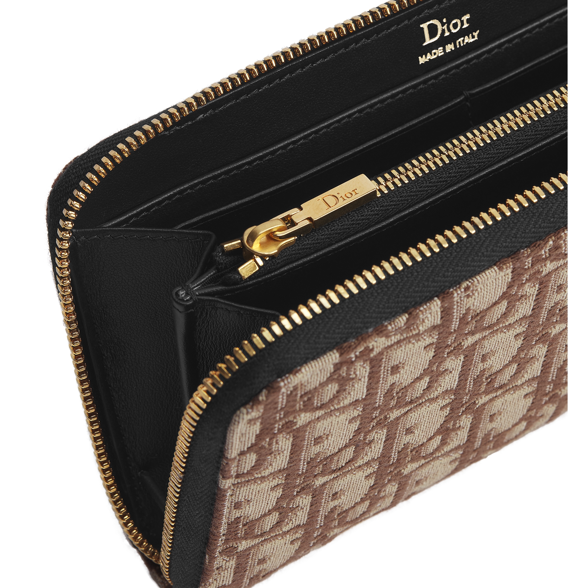 Zipped Long Wallet Brown Dior Oblique Jacquard E06
