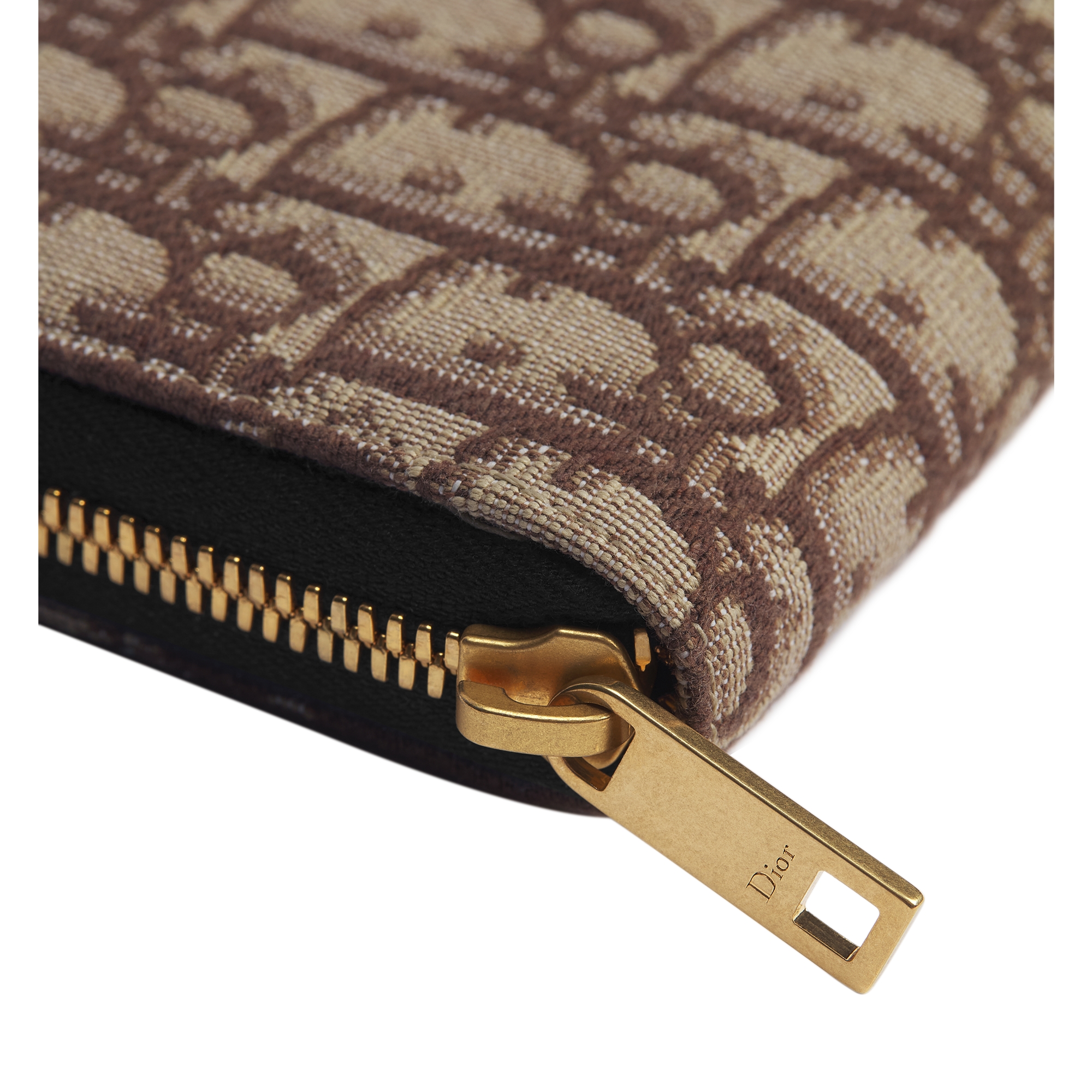 Zipped Long Wallet Brown Dior Oblique Jacquard E10